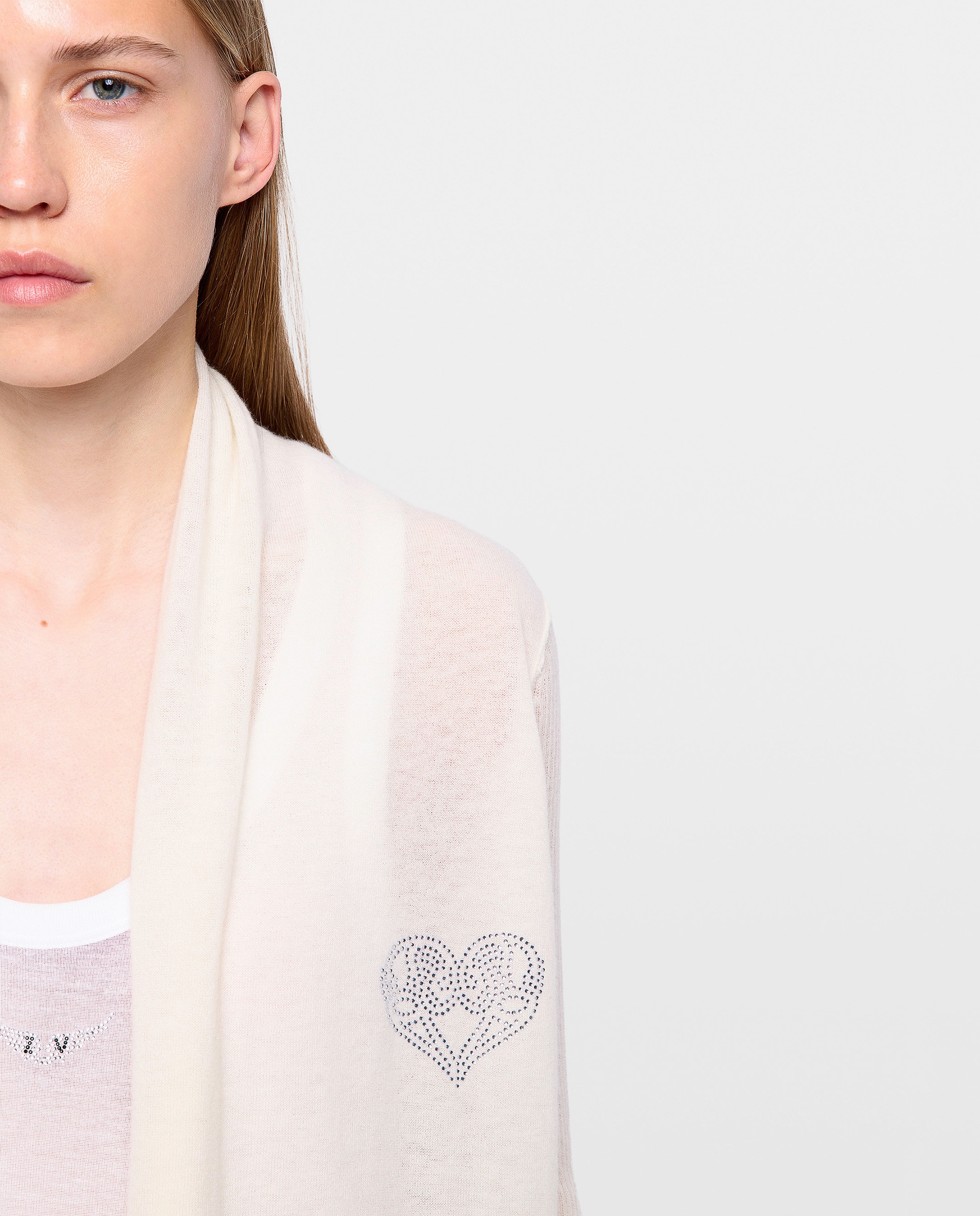 Cárdigan de mujer 100% cachemira largo con cuello chal - Zadig & Voltaire - Beige Beige-4