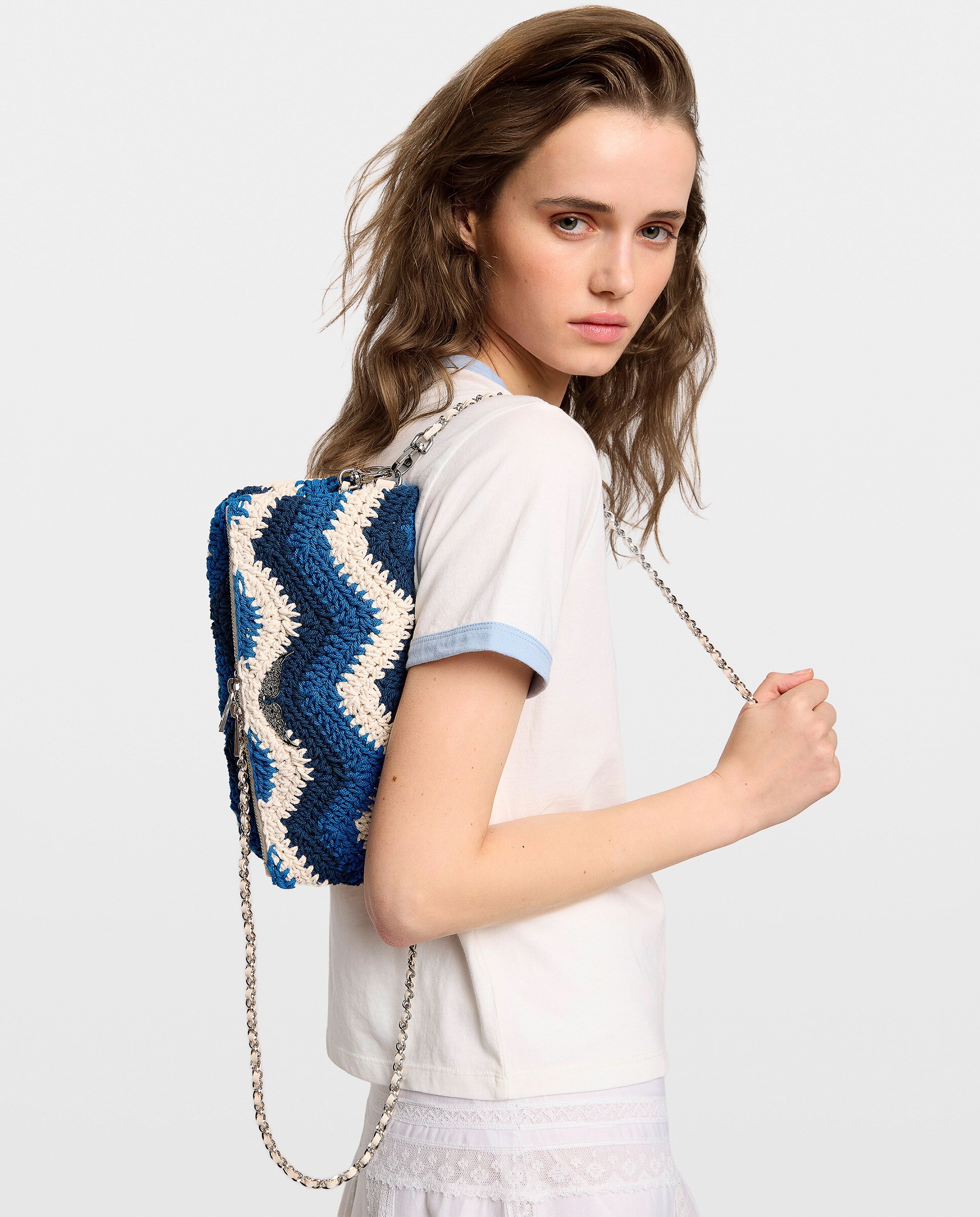 Bolso de mano rock de macramé con strass - Zadig & Voltaire - Azul marino Azul marino-2
