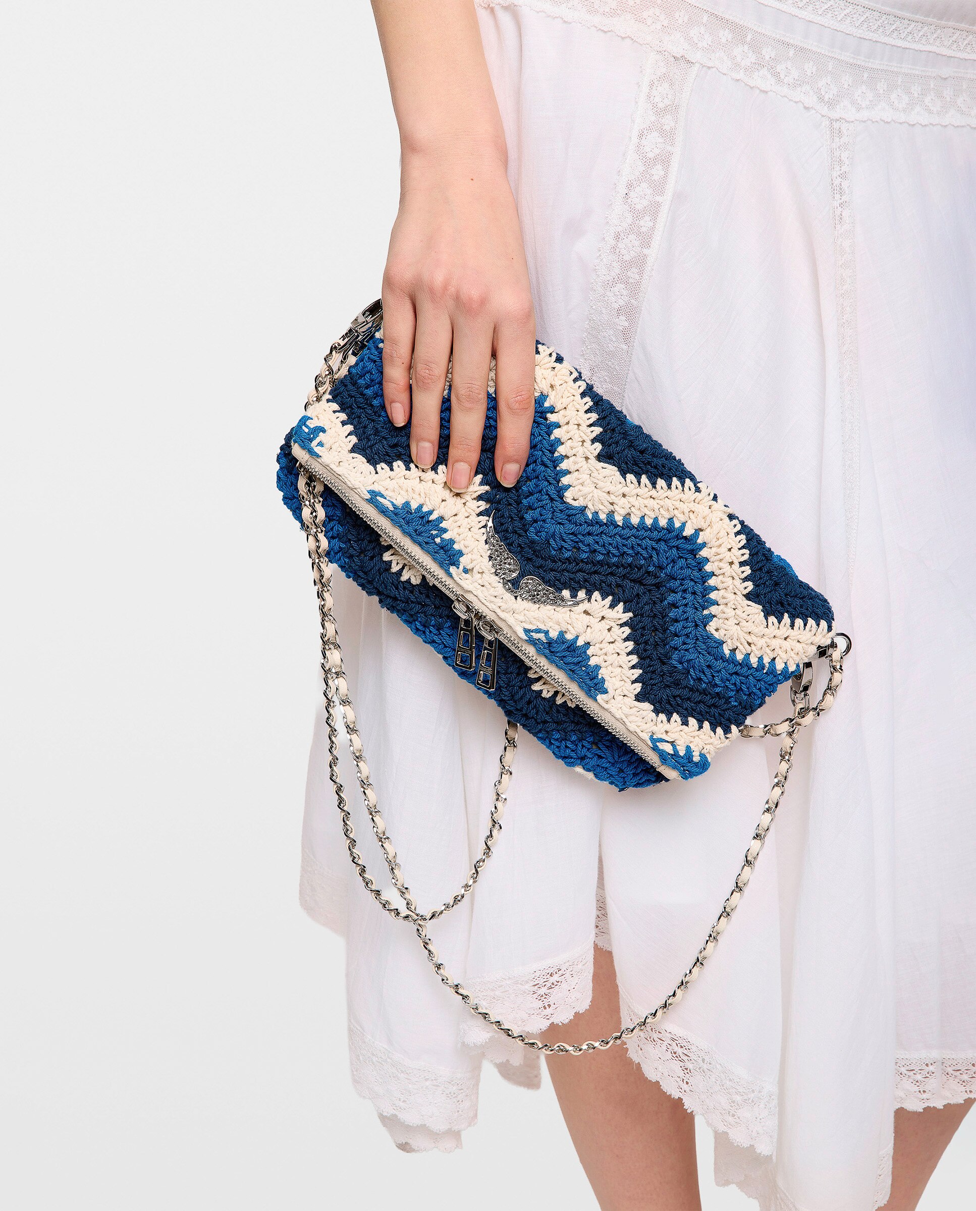 Bolso de mano rock de macramé con strass - Zadig & Voltaire - Azul marino Azul marino-3