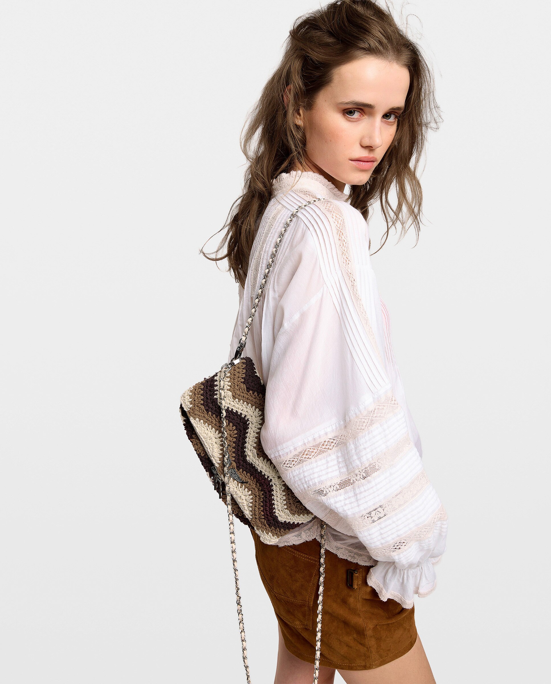 Bolso de mano rock de macramé con strass - Zadig & Voltaire - Marrón Marrón-2