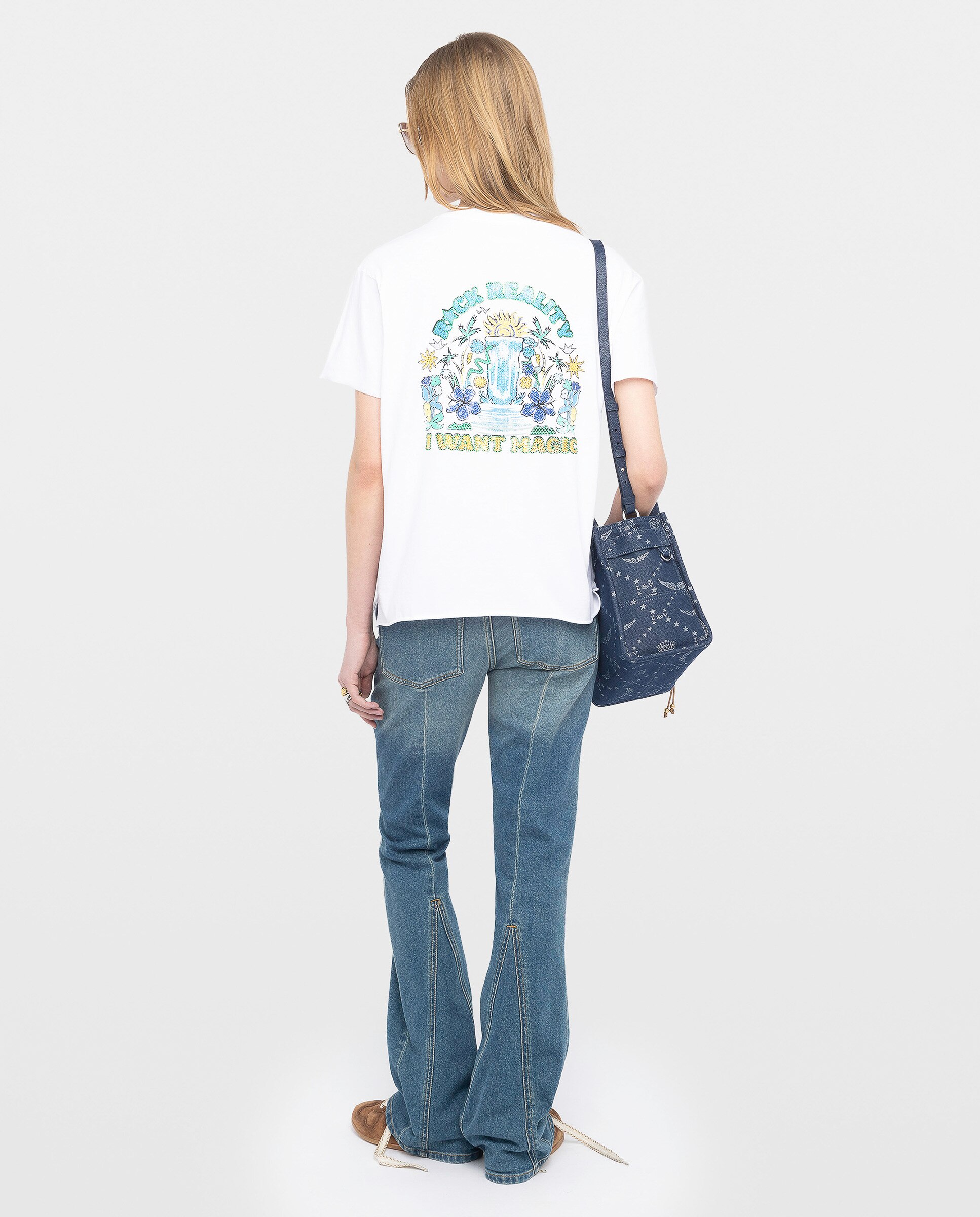 Camiseta de mujer de manga corta de algodón con strass - Zadig & Voltaire - Blanco Blanco-2