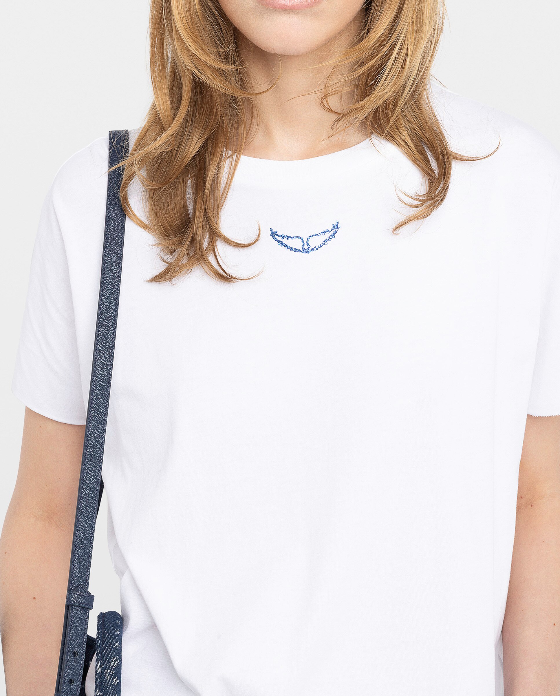 Camiseta de mujer de manga corta de algodón con strass - Zadig & Voltaire - Blanco Blanco-5