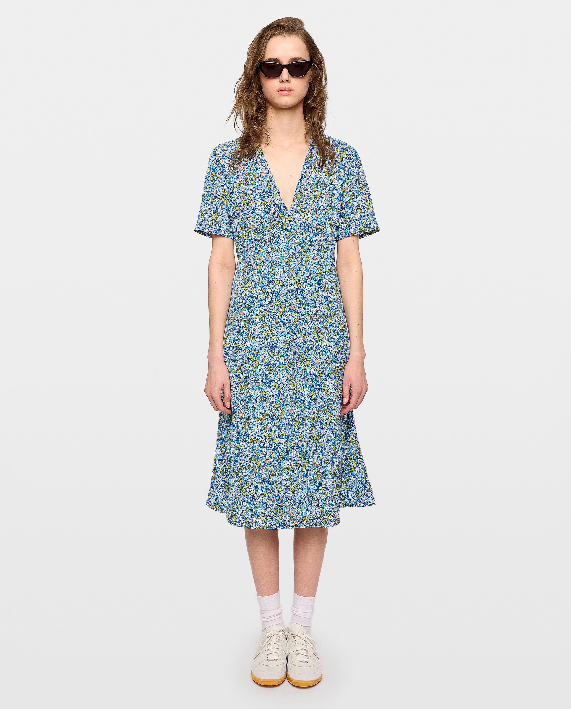 Zadig & Voltaire - Vestido midi estampado de mangas cortas.