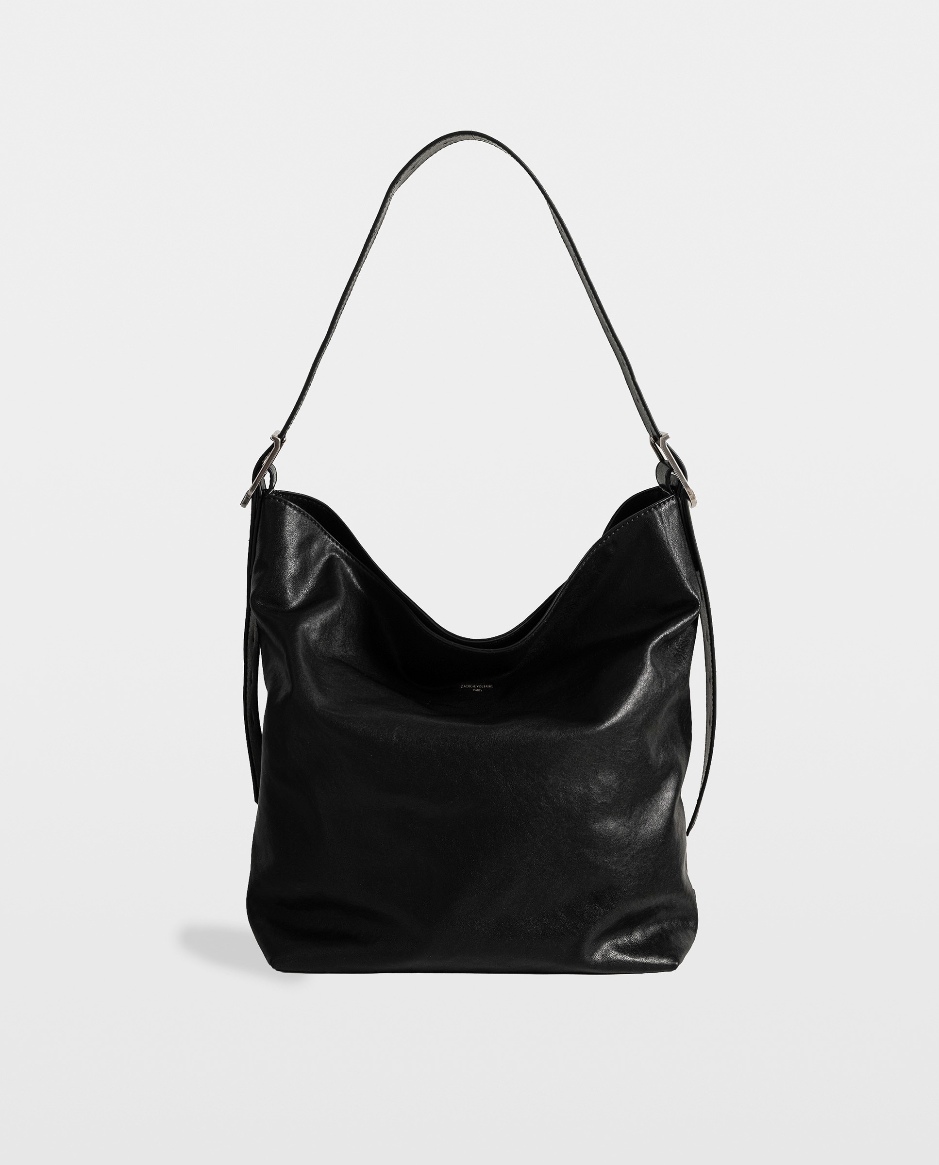Bolso de hombro hobo de piel con asa ajustable - Zadig & Voltaire - Negro Negro-1