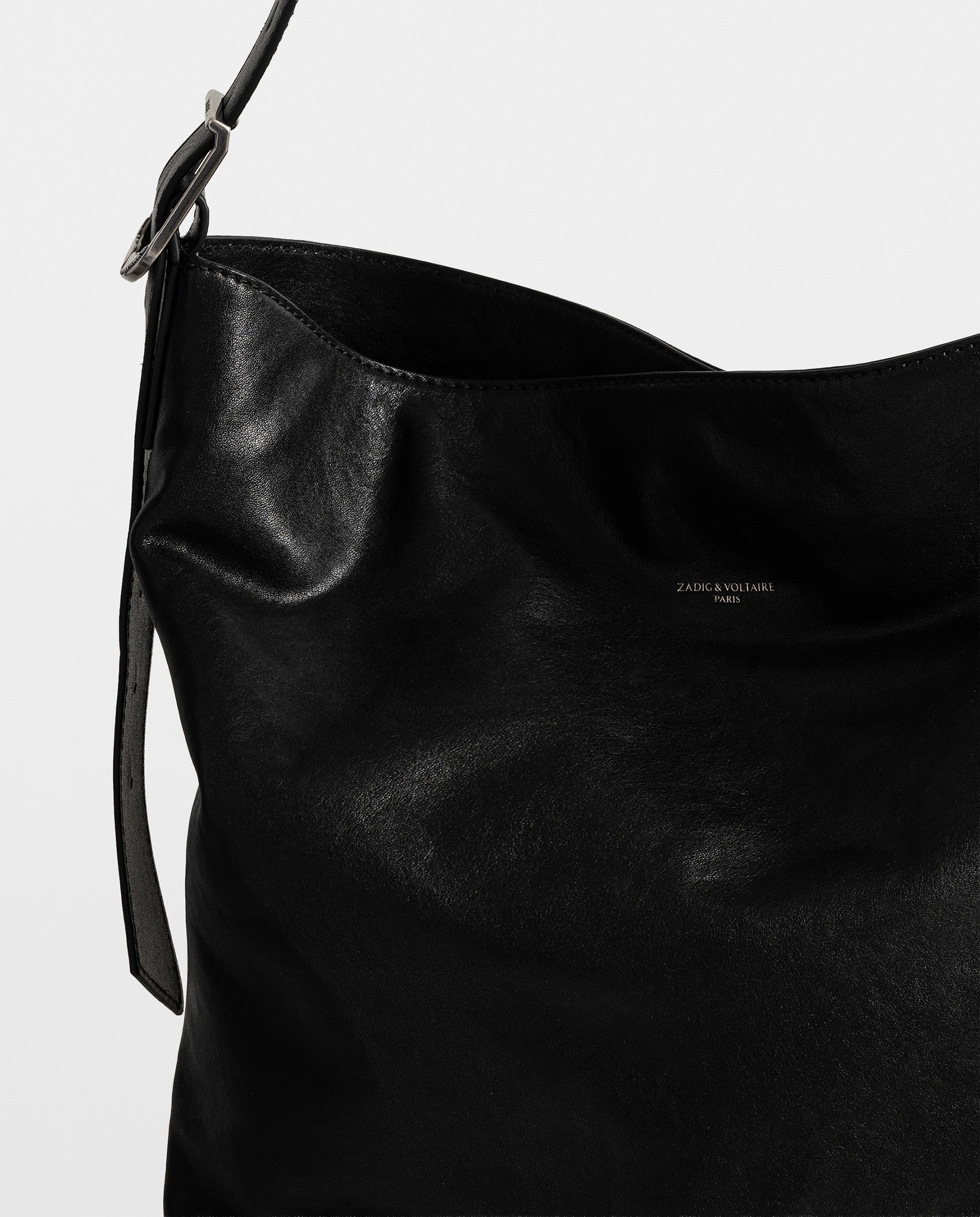 Bolso de hombro hobo de piel con asa ajustable - Zadig & Voltaire - Negro Negro-2