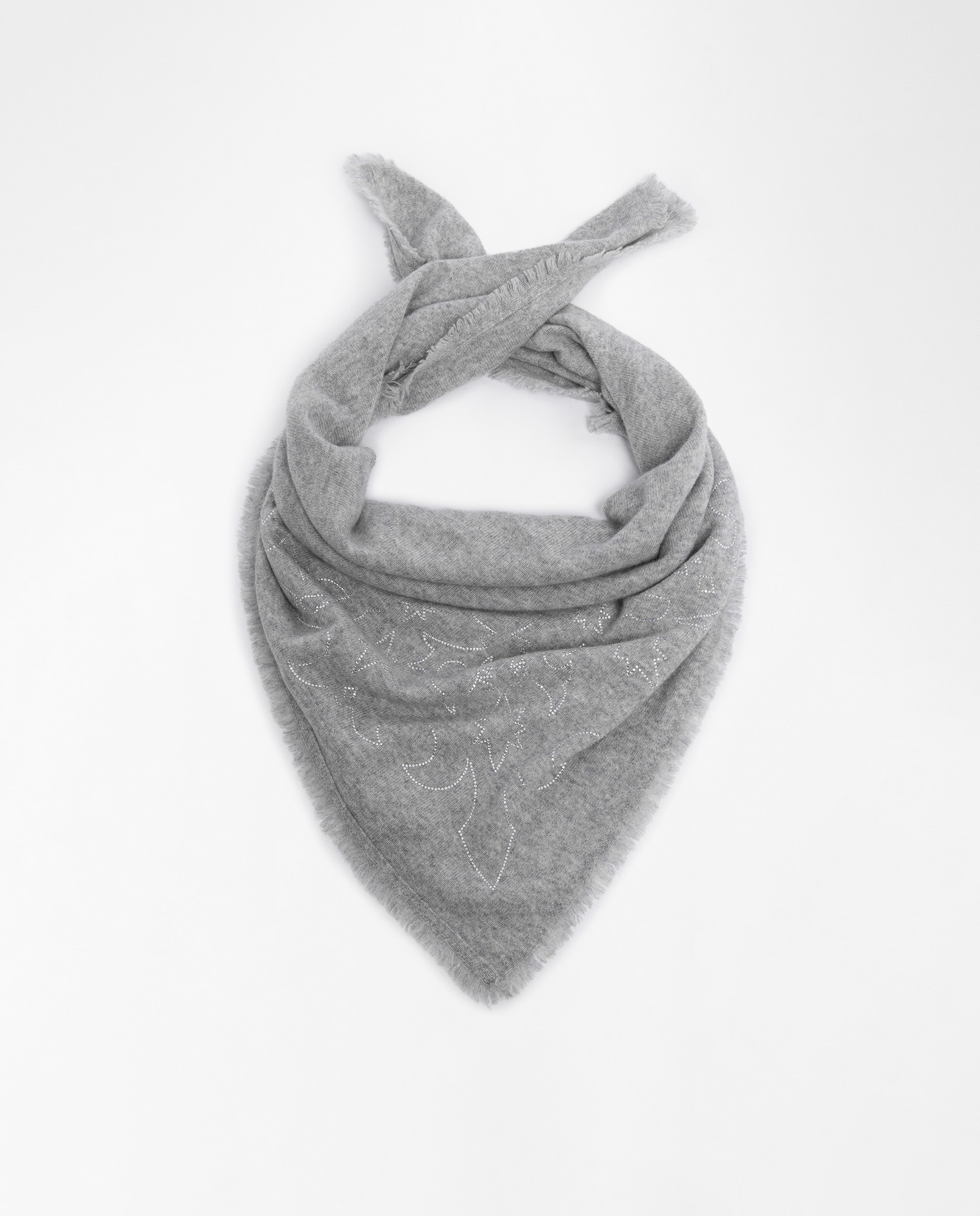 Pañuelo strass western 90 para mujer en cachemira - Zadig & Voltaire - Gris Gris-1