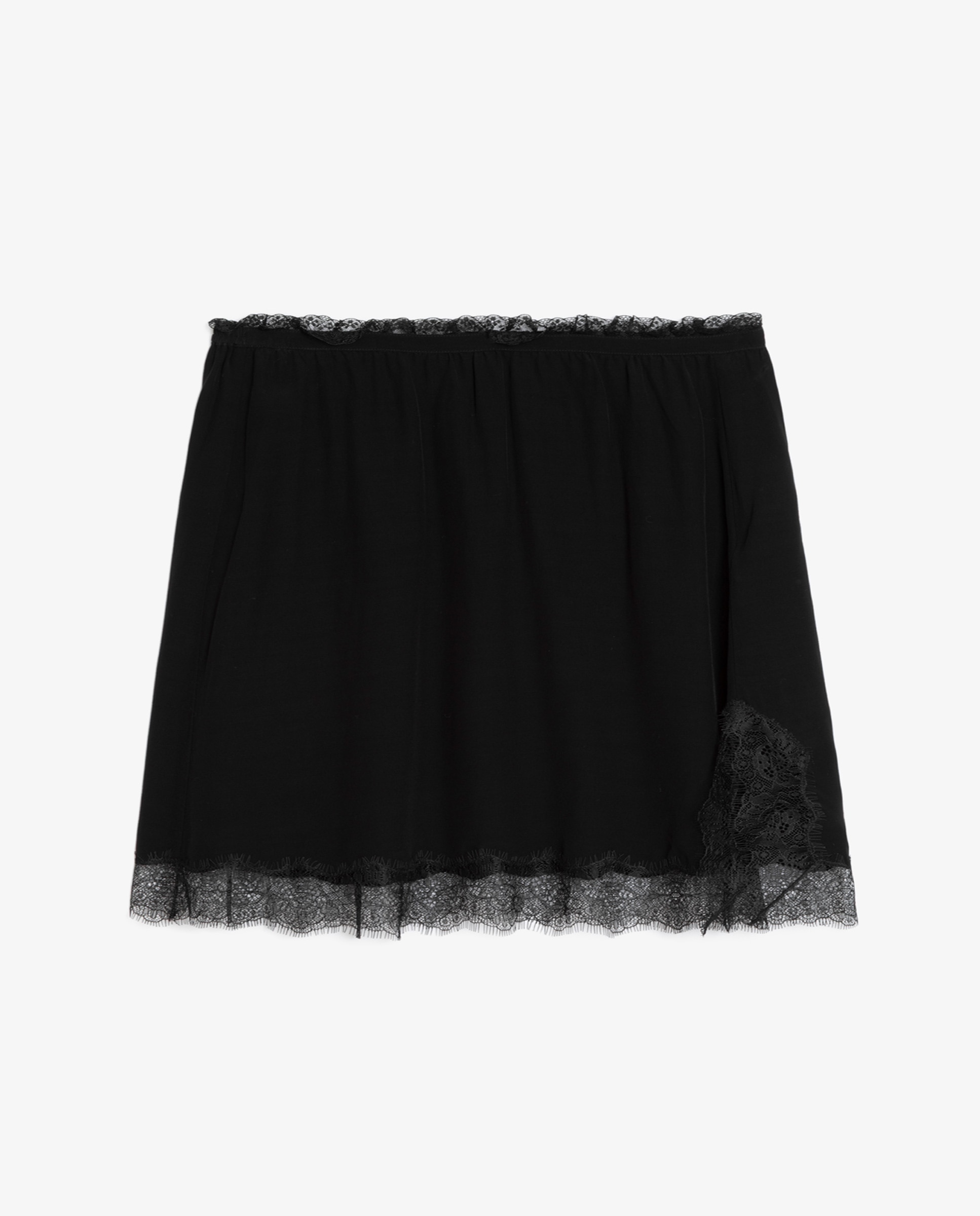 Falda corta inspiración lencera con encaje - Zadig & Voltaire - Negro Negro-6