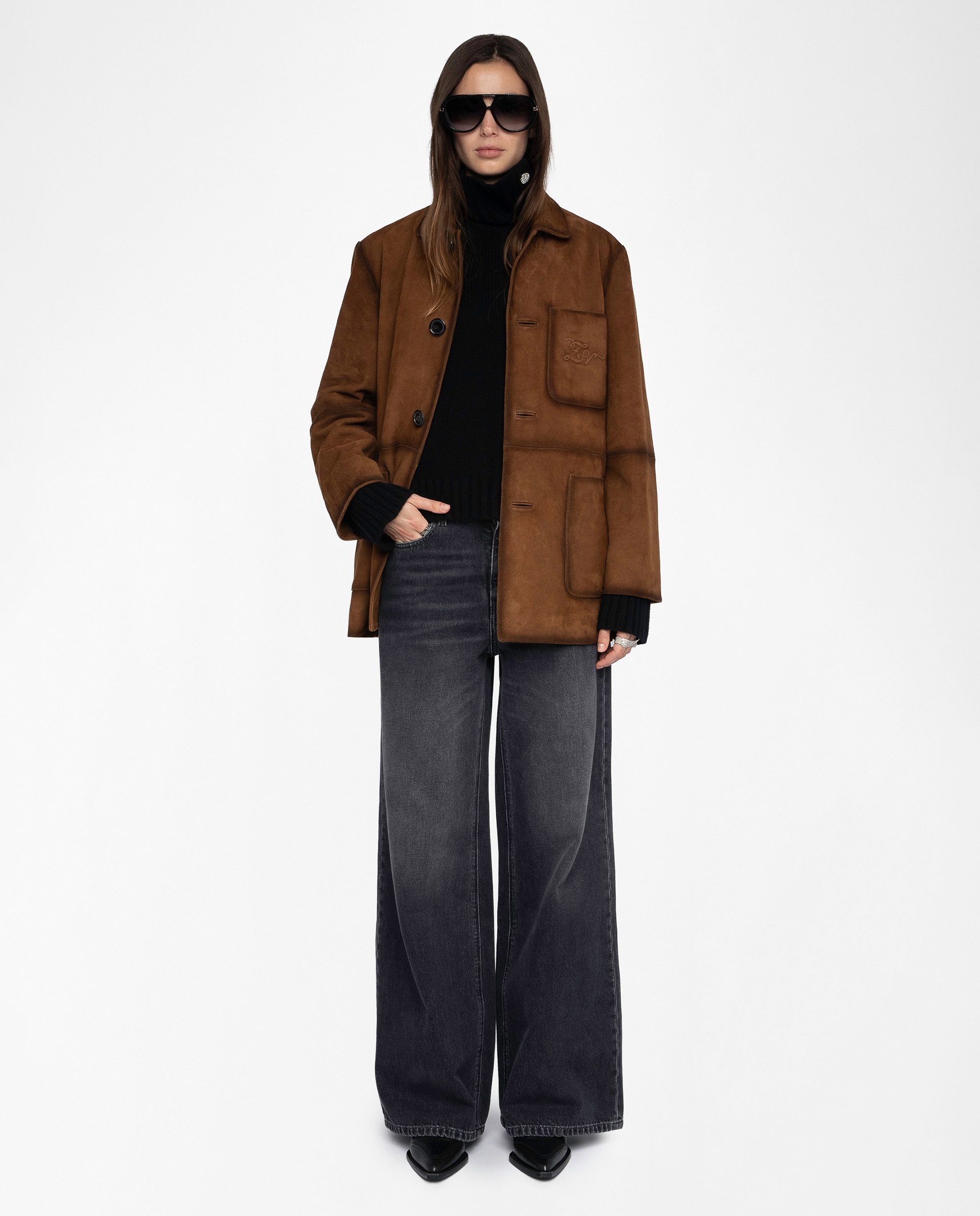 Cazadora de mujer de ante con mangas largas - Zadig & Voltaire - Amarillo Amarillo-1