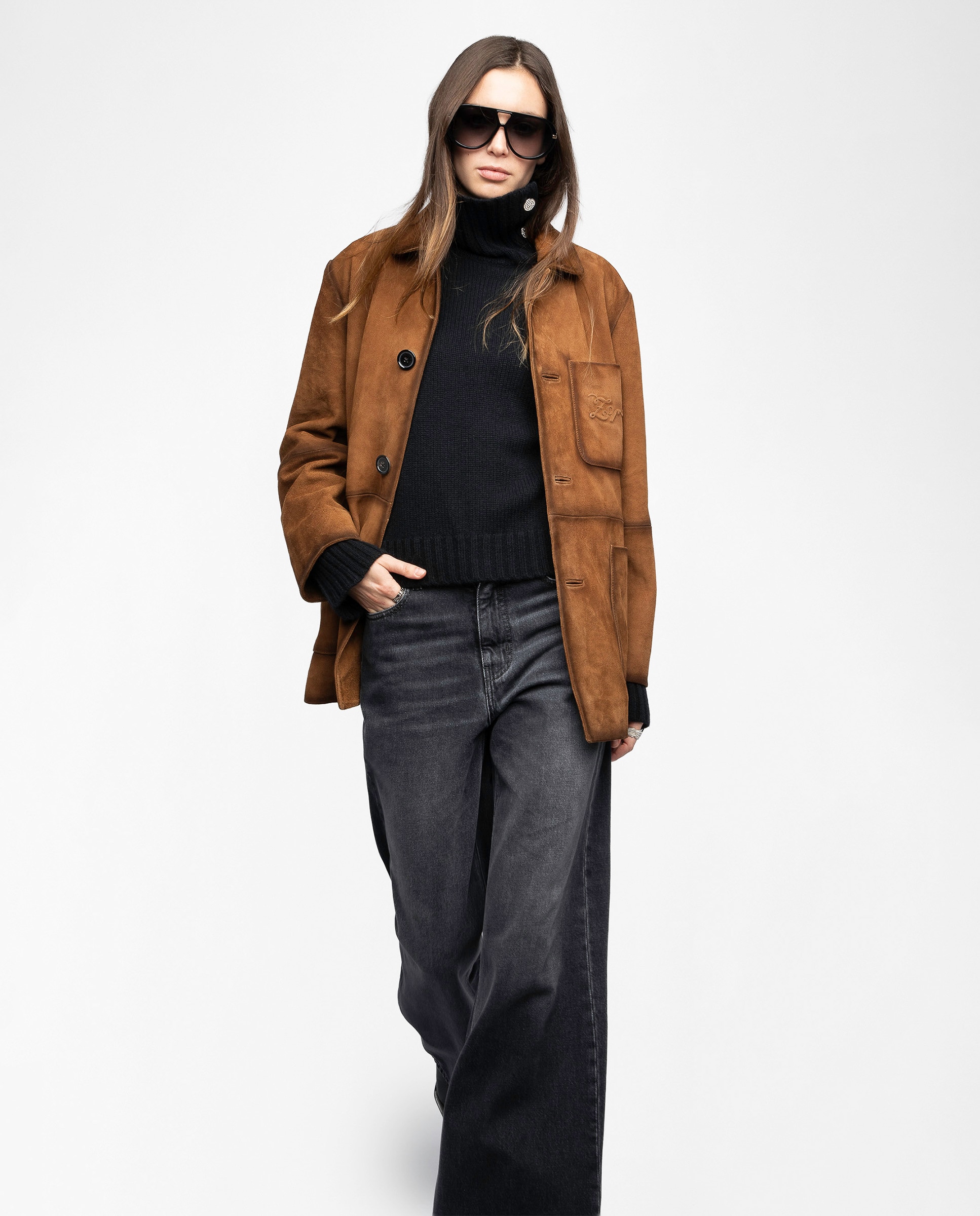 Cazadora de mujer de ante con mangas largas - Zadig & Voltaire - Amarillo Amarillo-4