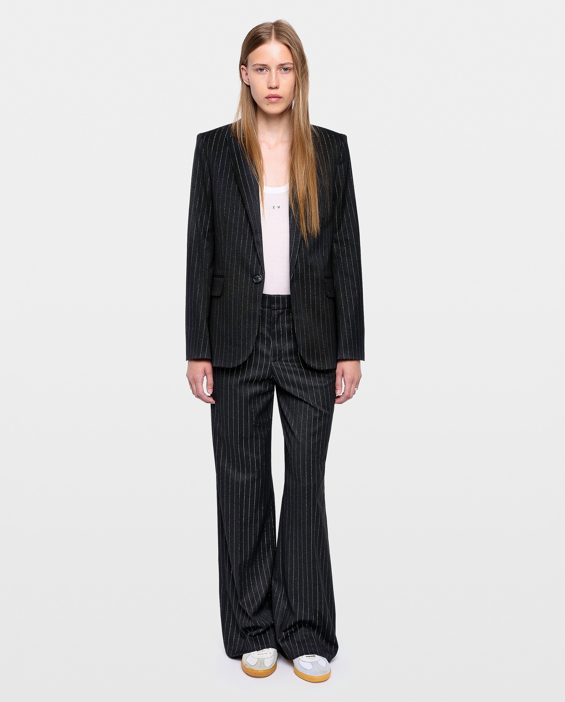 Blazer de mujer recto estructurado con hombreras - Zadig & Voltaire - Gris oscuro Gris oscuro-3