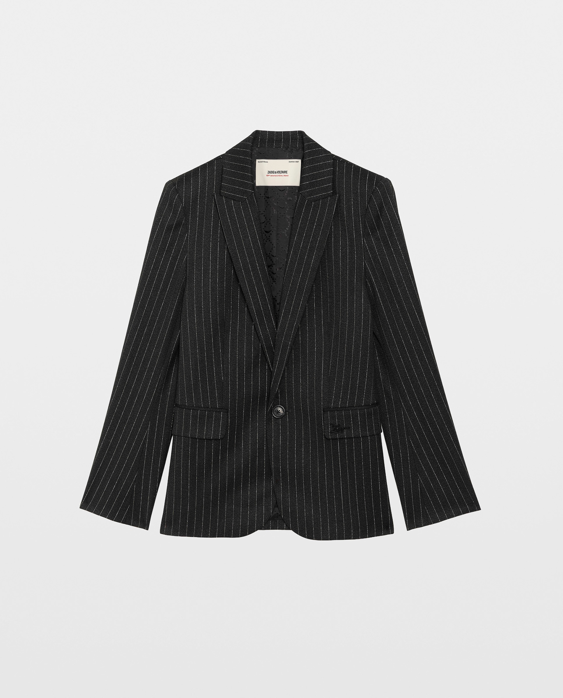 Blazer de mujer recto estructurado con hombreras - Zadig & Voltaire - Gris oscuro Gris oscuro-4