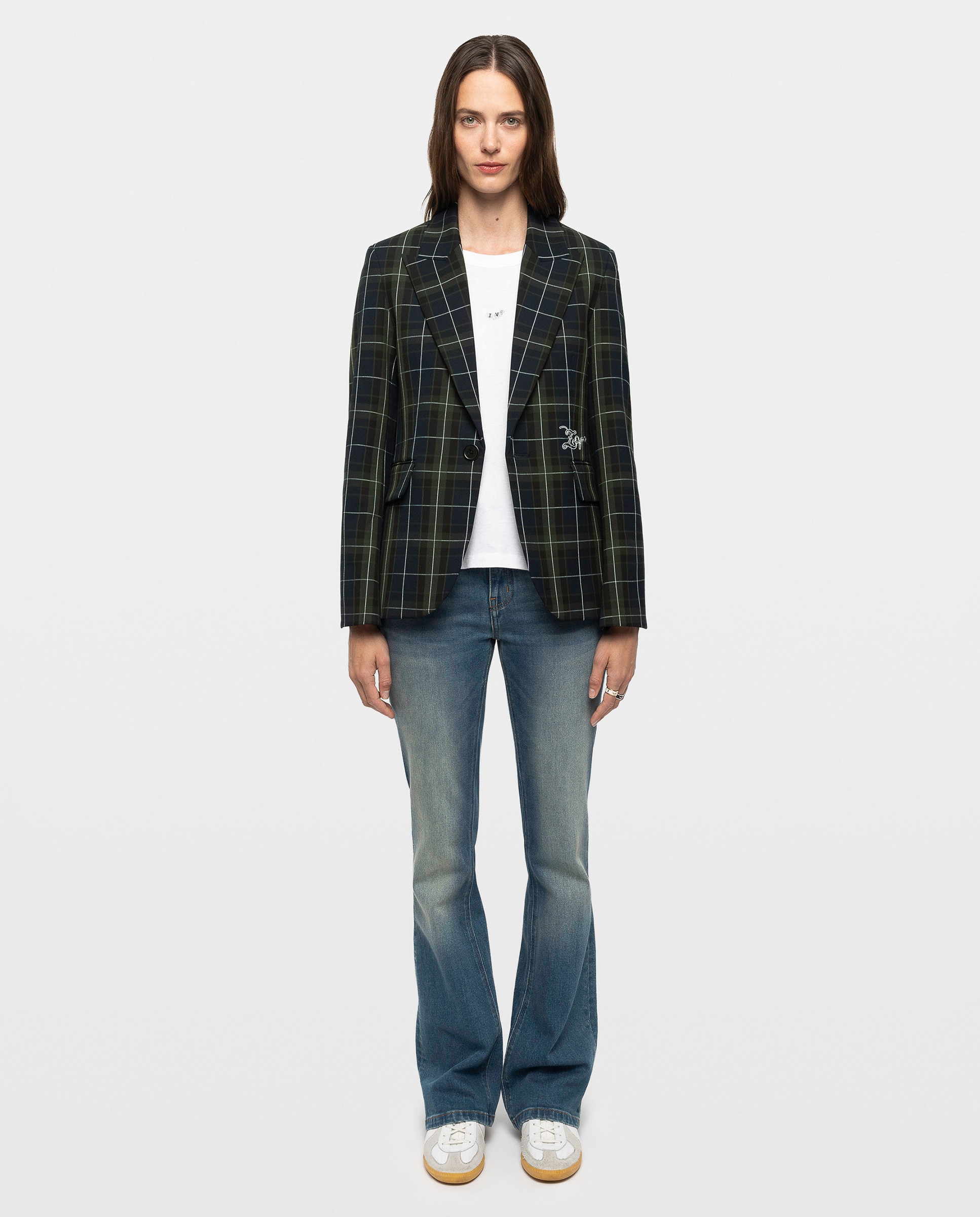 Blazer de mujer oversize con estampado de tartán - Zadig & Voltaire - Azul marino Azul marino-3
