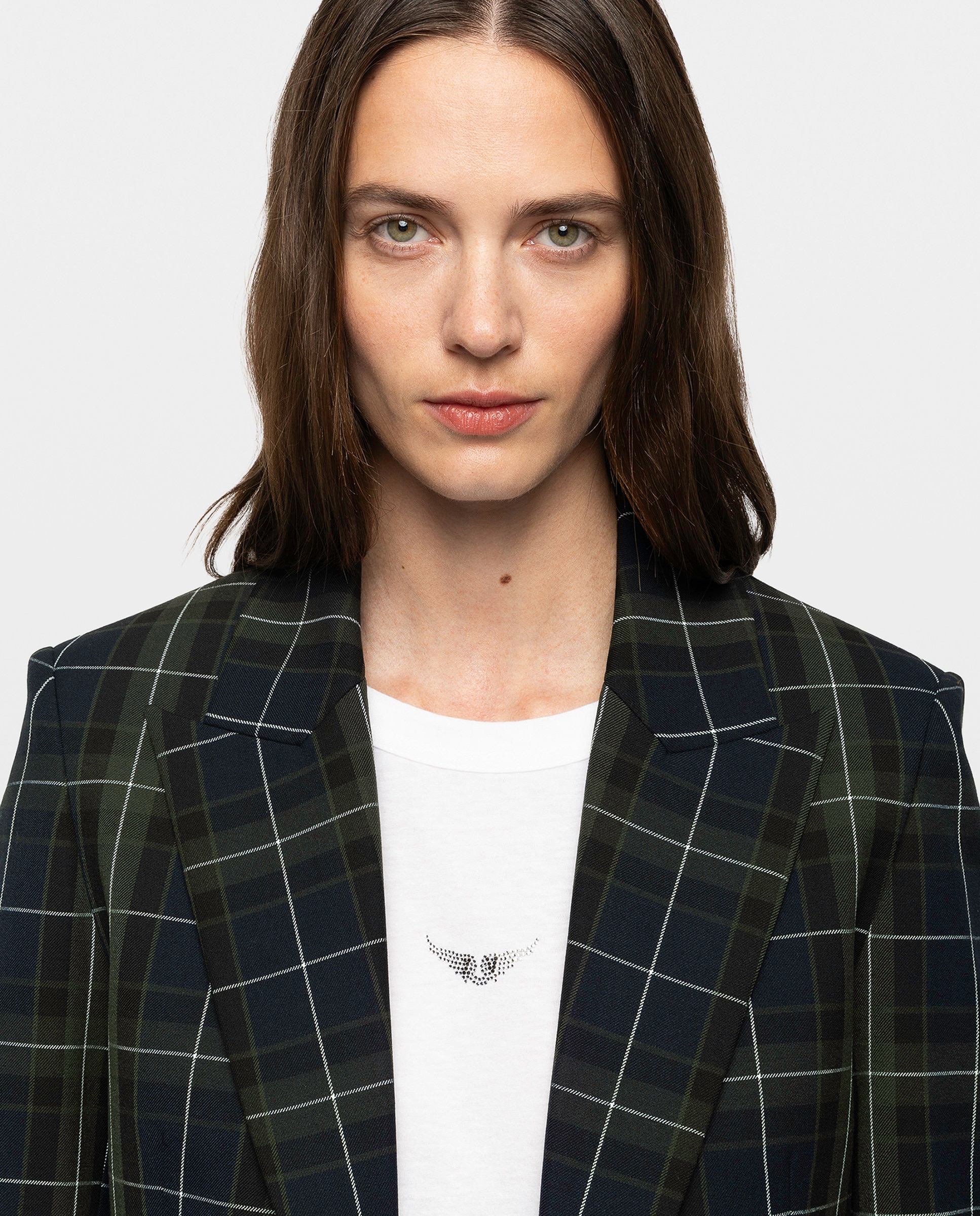 Blazer de mujer oversize con estampado de tartán - Zadig & Voltaire - Azul marino Azul marino-4