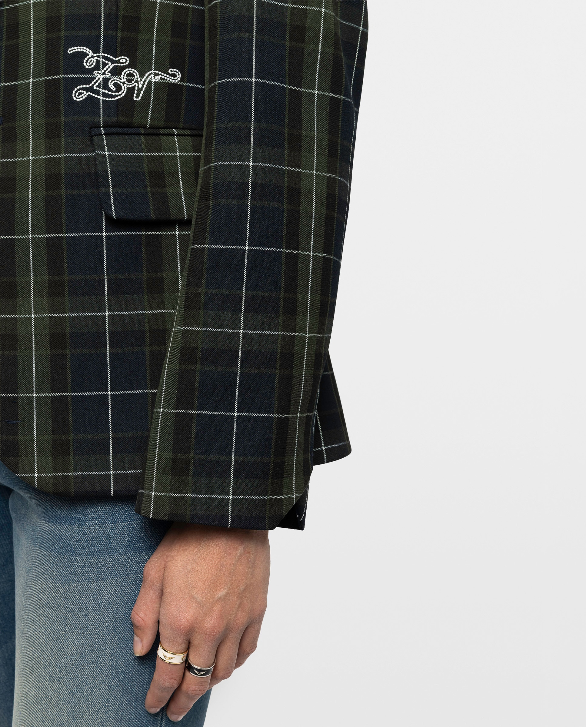Blazer de mujer oversize con estampado de tartán - Zadig & Voltaire - Azul marino Azul marino-5