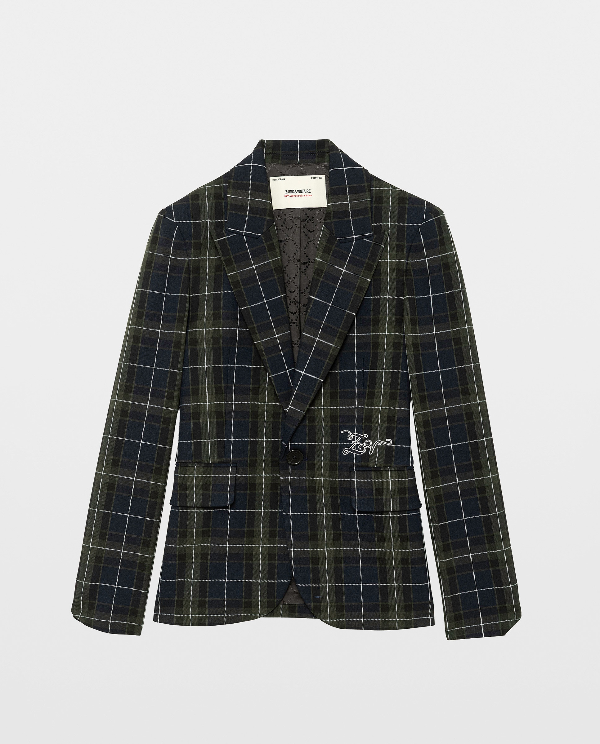 Blazer de mujer oversize con estampado de tartán - Zadig & Voltaire - Azul marino Azul marino-6