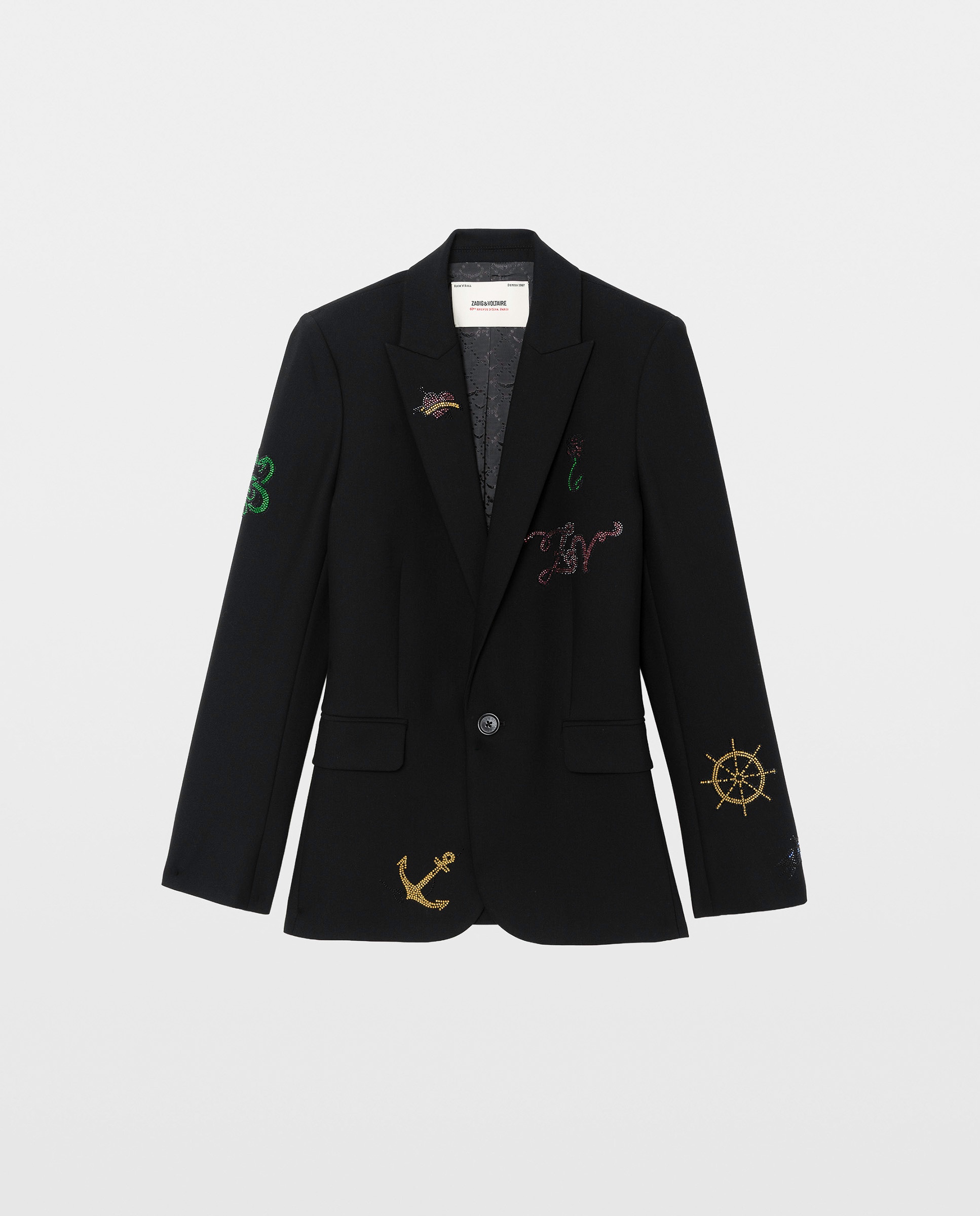 Blazer de mujer recto de tejido sastre con strass - Zadig & Voltaire - Negro Negro-4