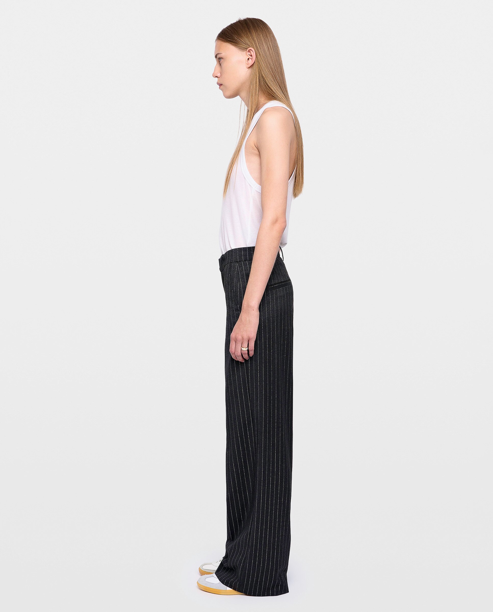 Pantalones rectos de mujer de cintura alta amplios - Zadig & Voltaire - Gris oscuro Gris oscuro-4