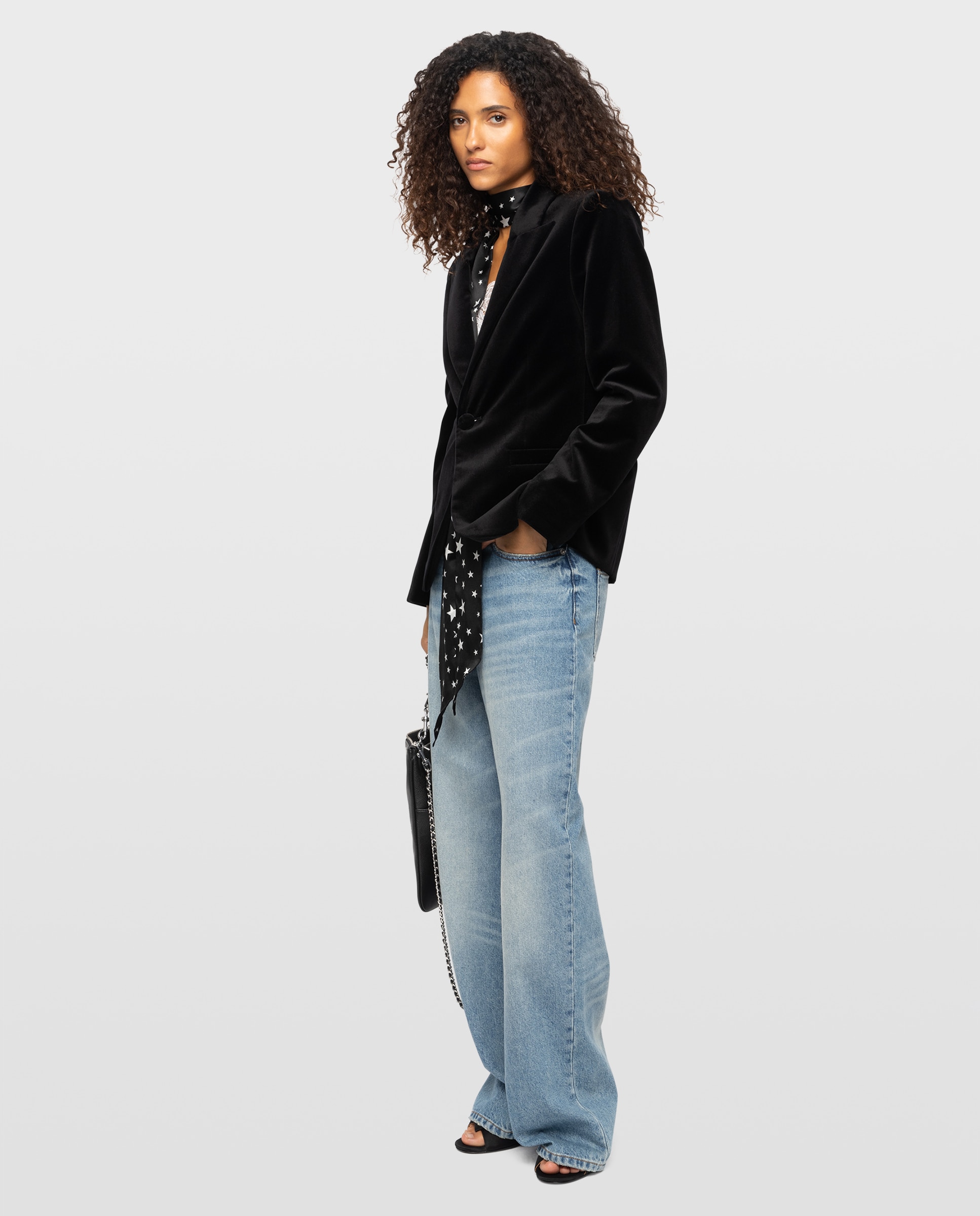 Blazer de mujer estructurado de terciopelo con mangas largas - Zadig & Voltaire - Negro Negro-3