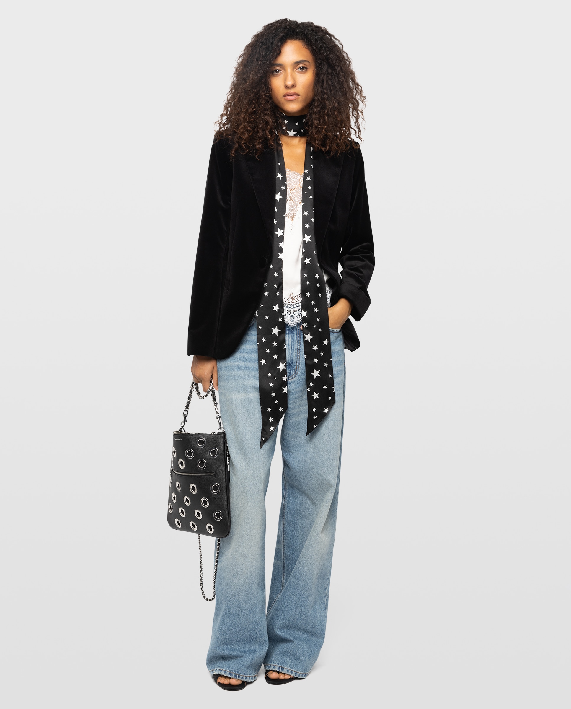 Blazer de mujer estructurado de terciopelo con mangas largas - Zadig & Voltaire - Negro Negro-4