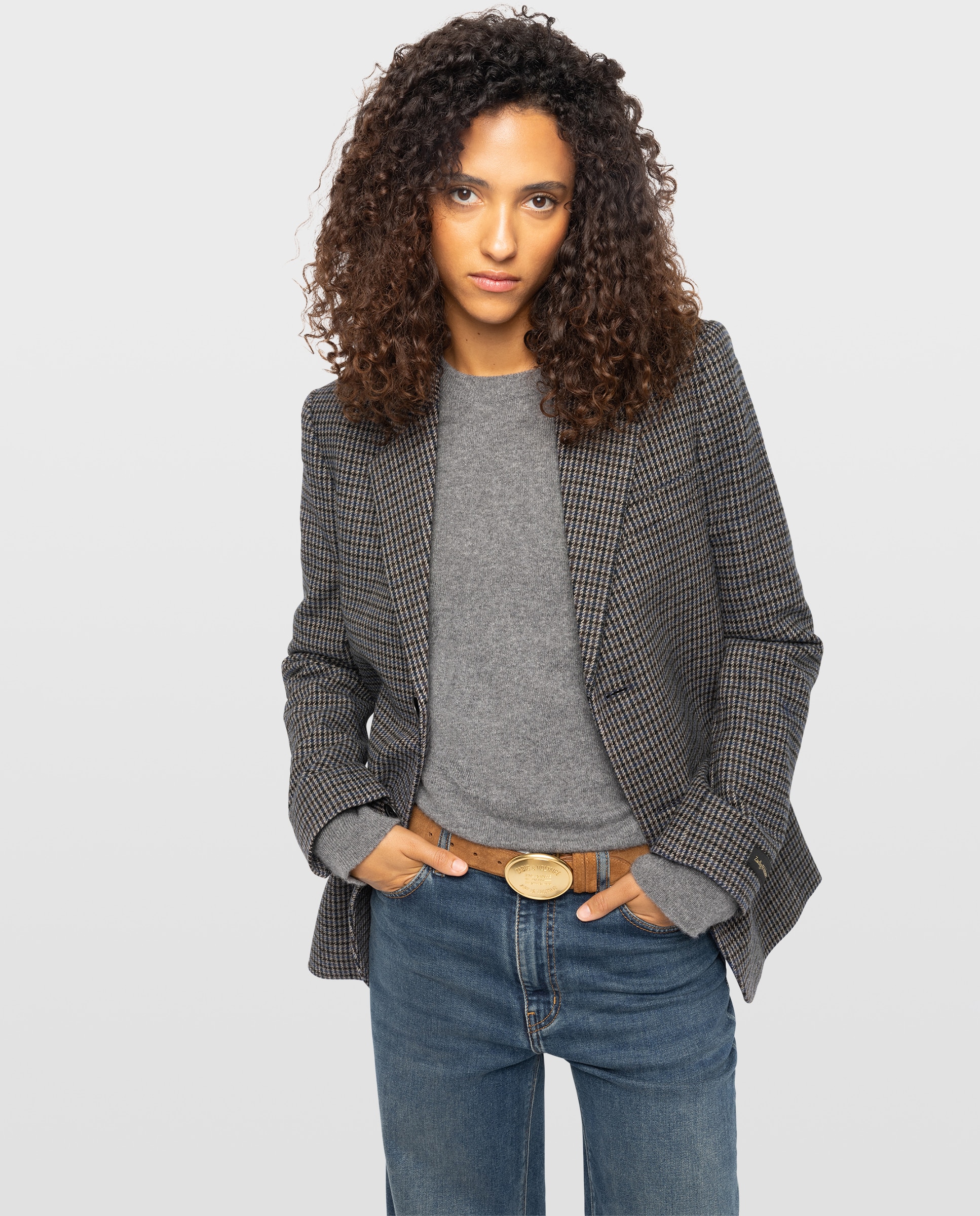 Imagen 0 de Blazer de mujer estructurado oversize con lana Azul marino