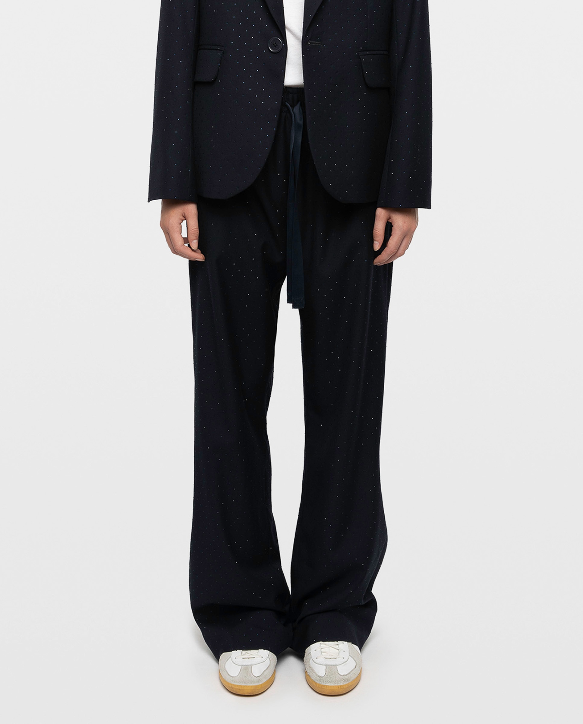 Pantalones anchos de mujer con cintura elástica y strass - Zadig & Voltaire - Azul marino Azul marino-3