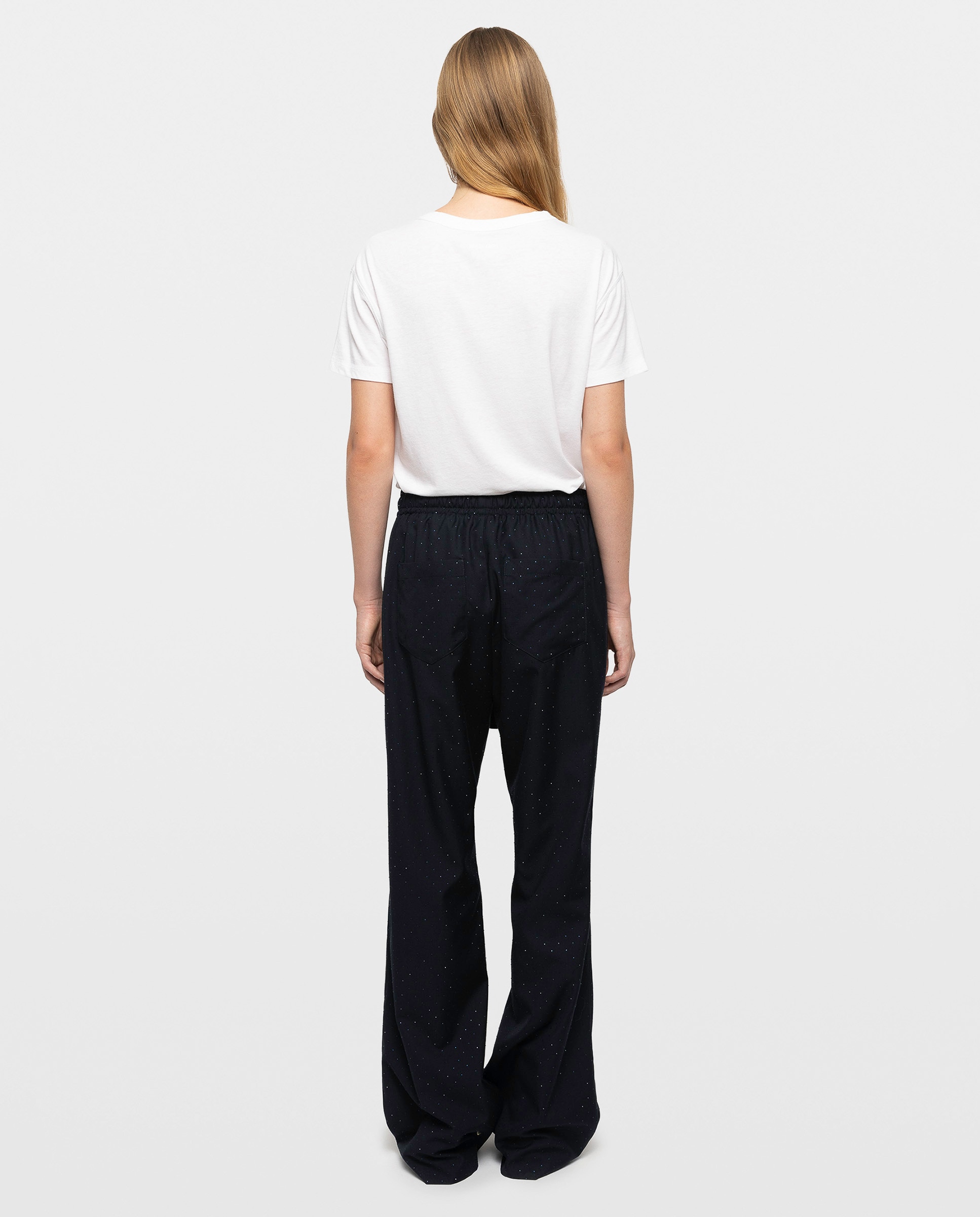 Pantalones anchos de mujer con cintura elástica y strass - Zadig & Voltaire - Azul marino Azul marino-4