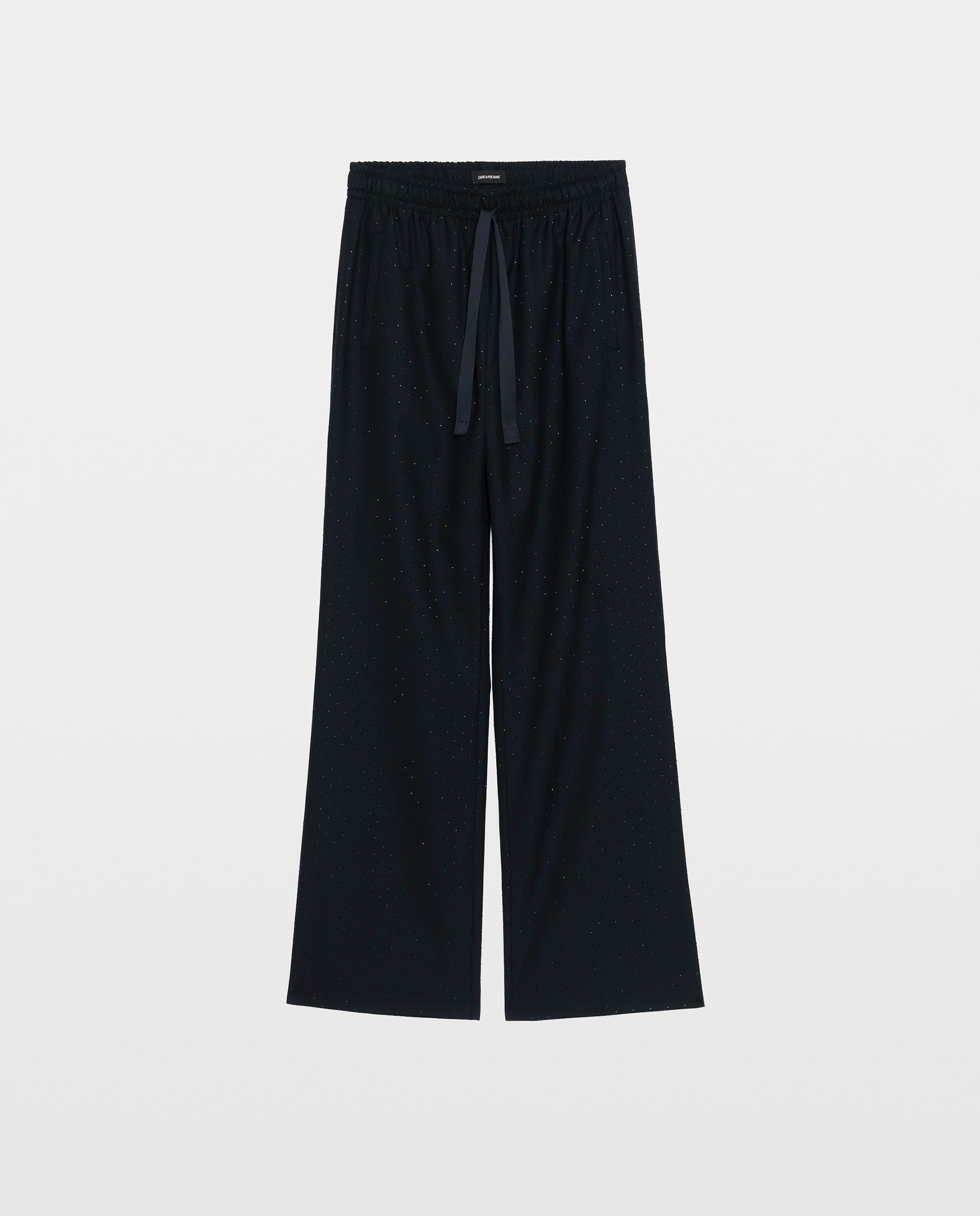 Pantalones anchos de mujer con cintura elástica y strass - Zadig & Voltaire - Azul marino Azul marino-6