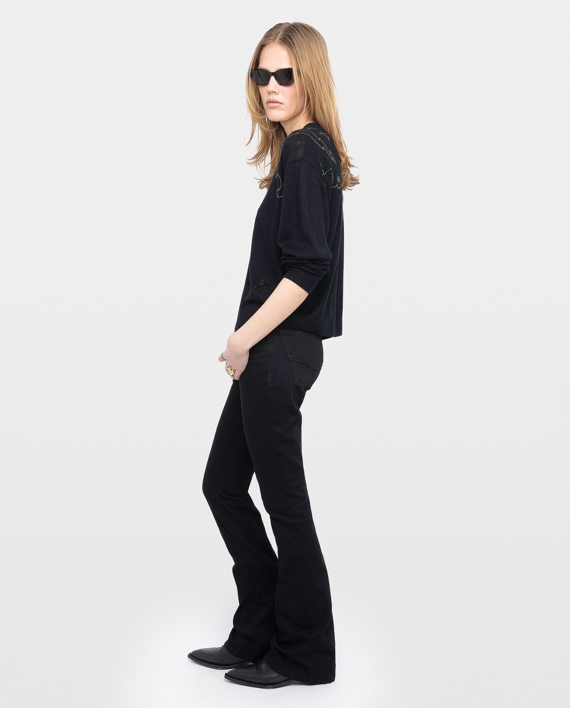 Jersey de mujer 100% cachemira con strass - Zadig & Voltaire - Negro Negro-3