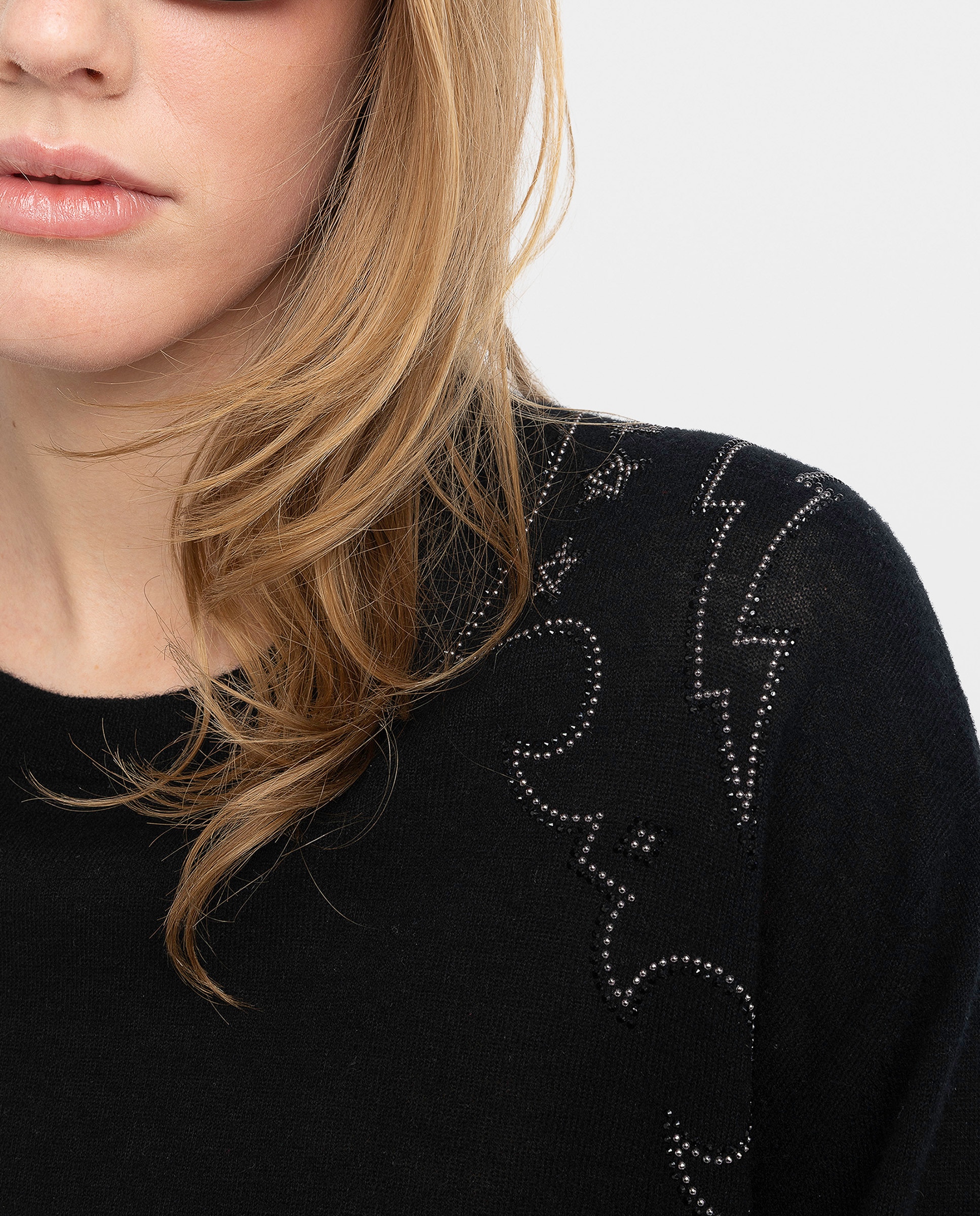 Jersey de mujer 100% cachemira con strass - Zadig & Voltaire - Negro Negro-6