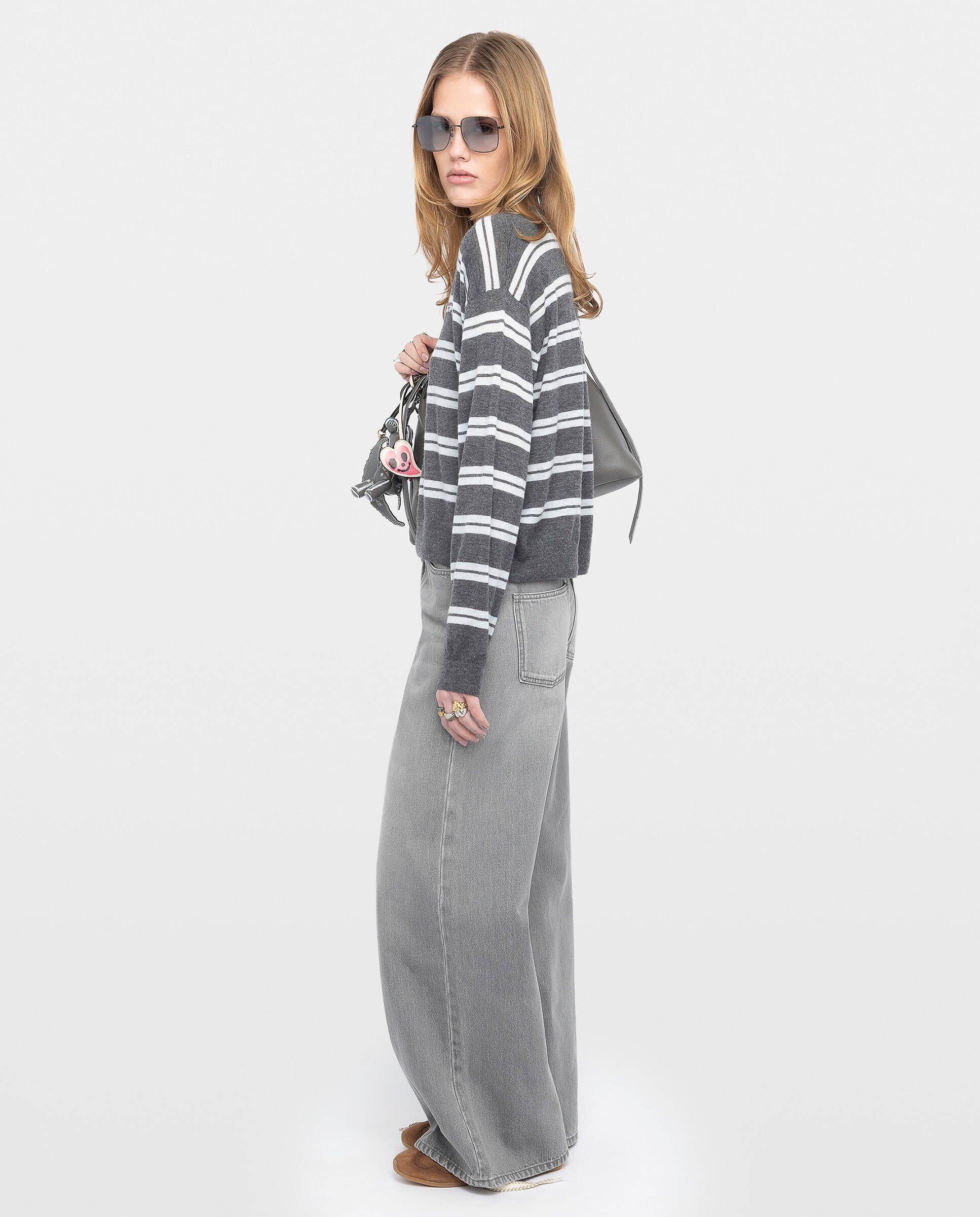 Jersey de mujer 100% cachemira con manga corta - Zadig & Voltaire - Gris oscuro Gris oscuro-3