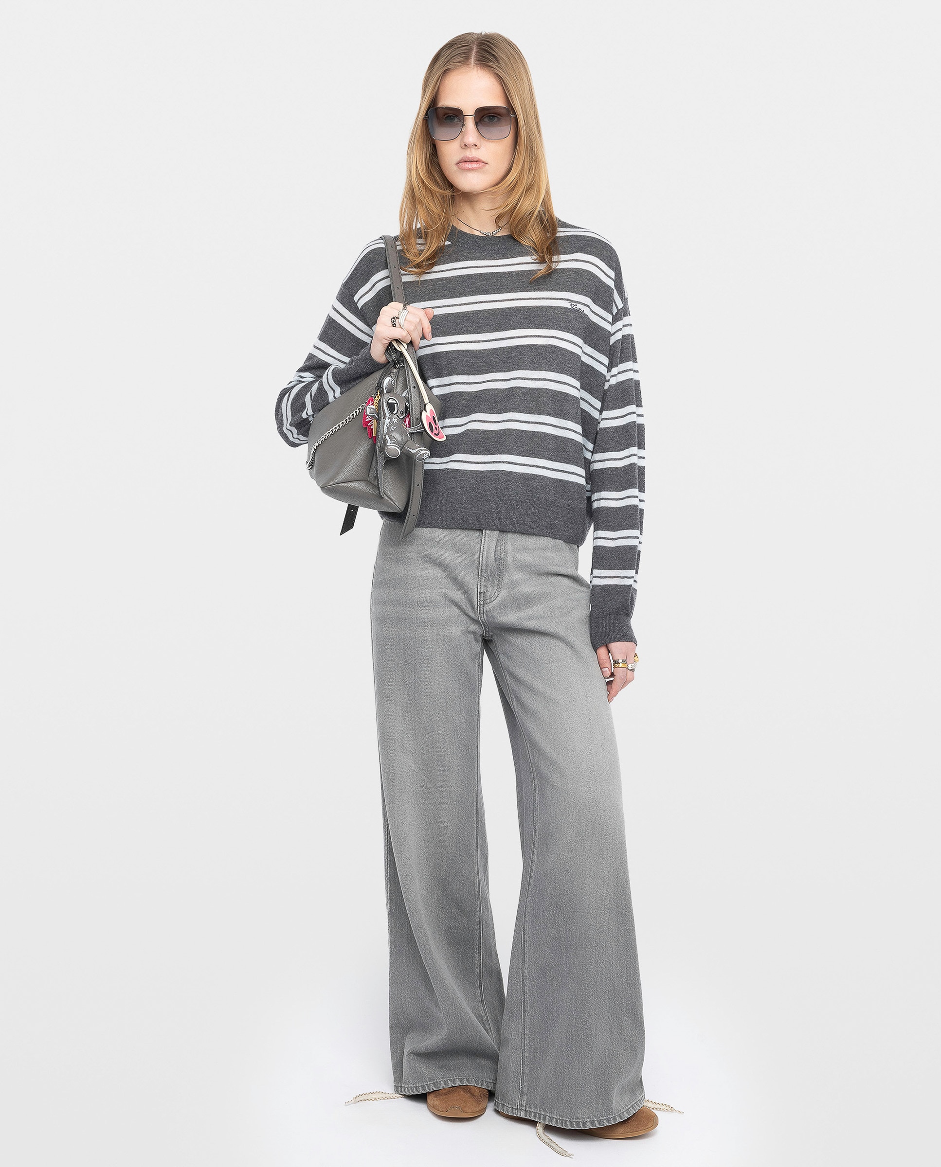 Jersey de mujer 100% cachemira con manga corta - Zadig & Voltaire - Gris oscuro Gris oscuro-4