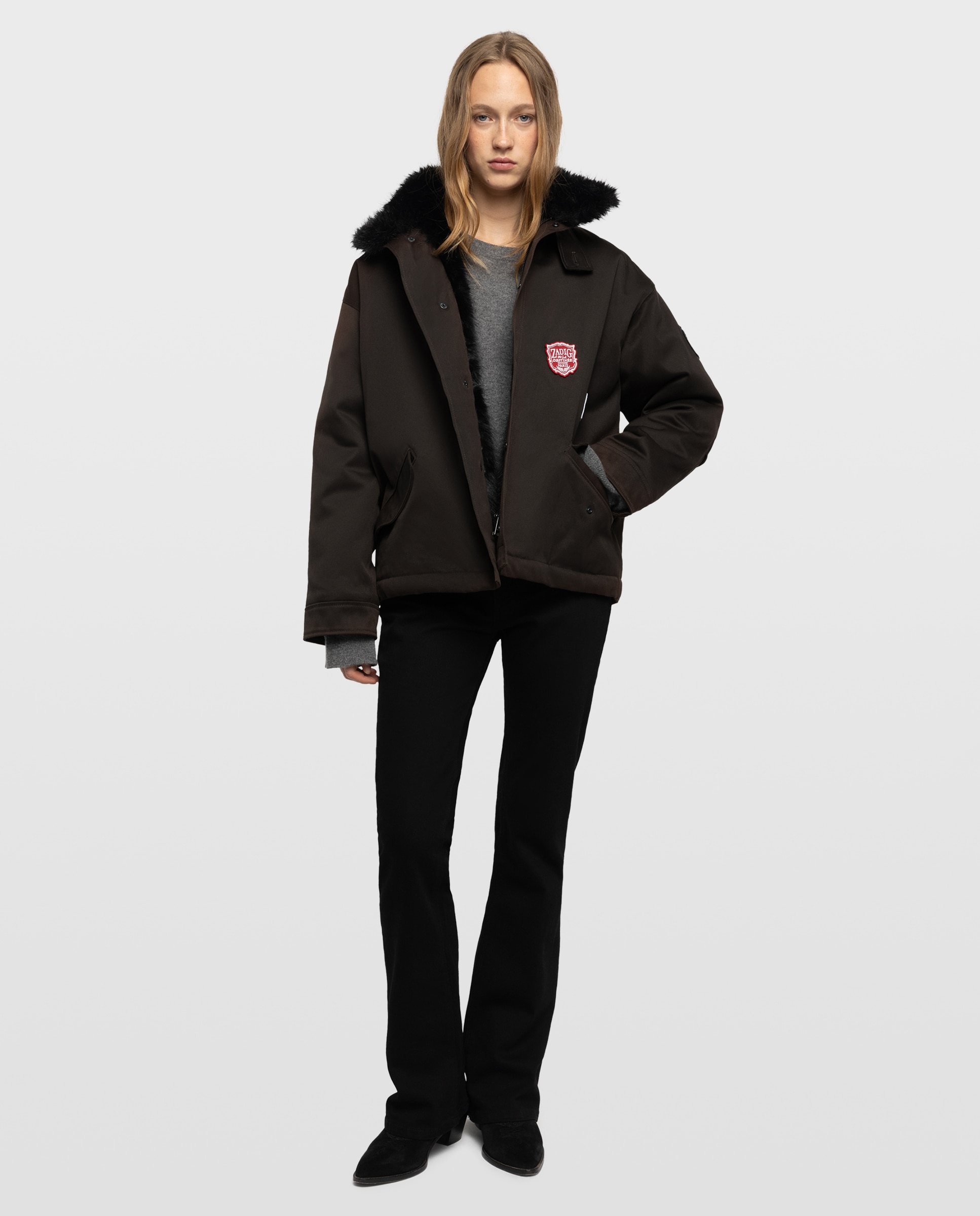 Imagen 1 de Parka de mujer corta de algodón Marrón