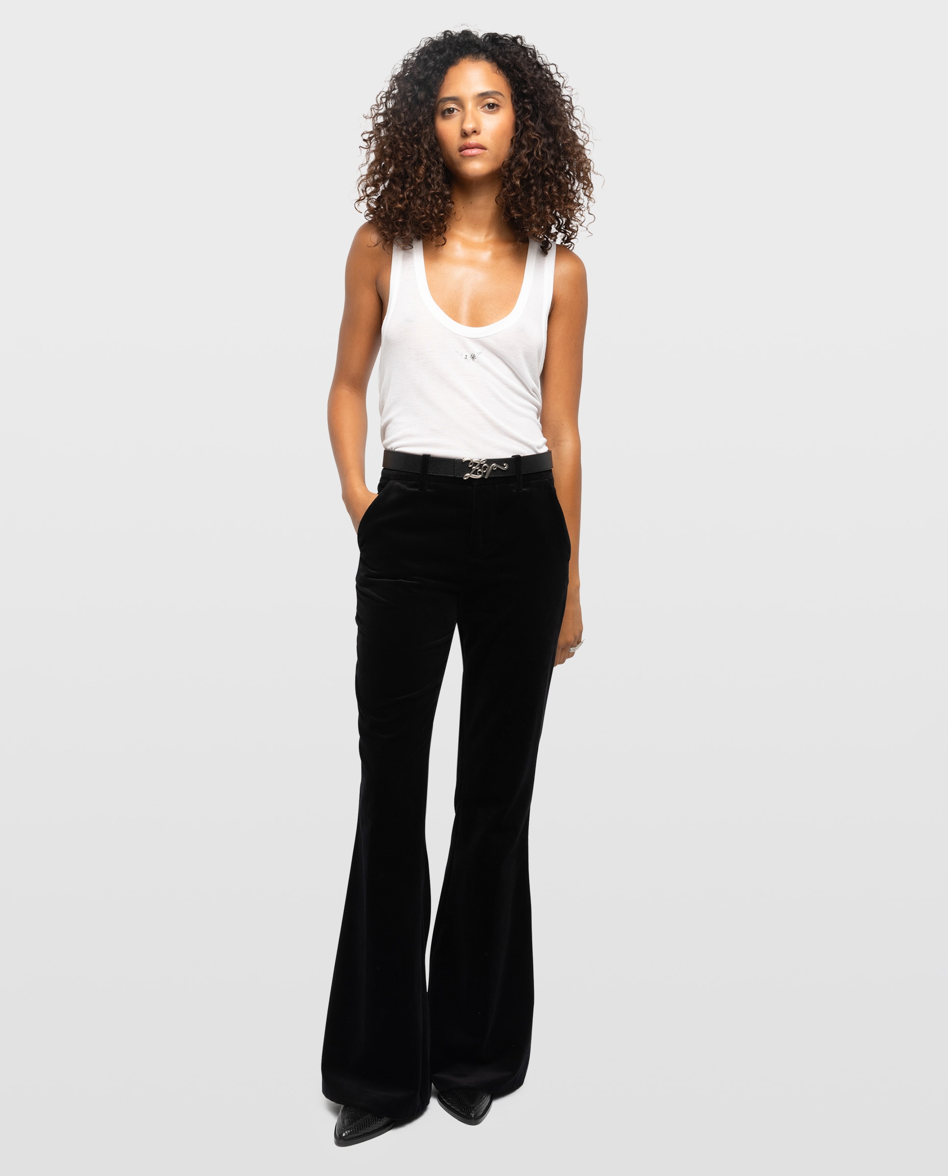 Pantalones de campana de mujer de terciopelo de cintura baja - Zadig & Voltaire - Negro Negro-1