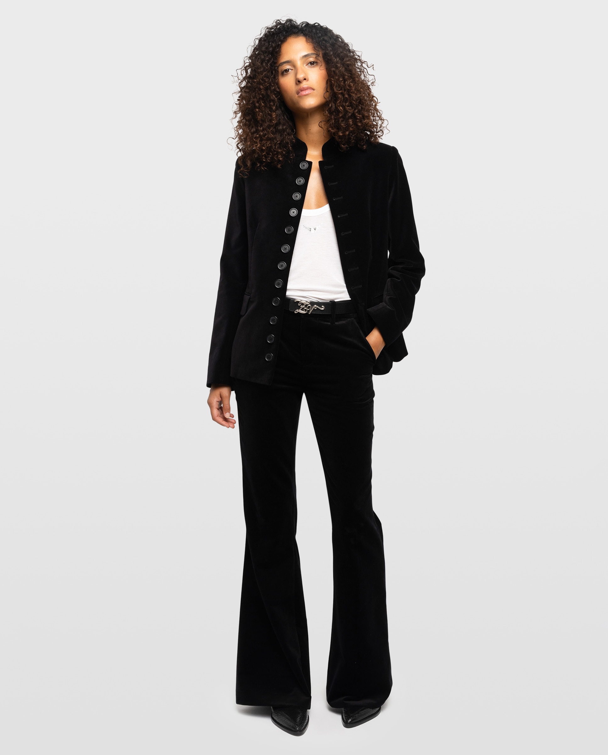 Pantalones de campana de mujer de terciopelo de cintura baja - Zadig & Voltaire - Negro Negro-3