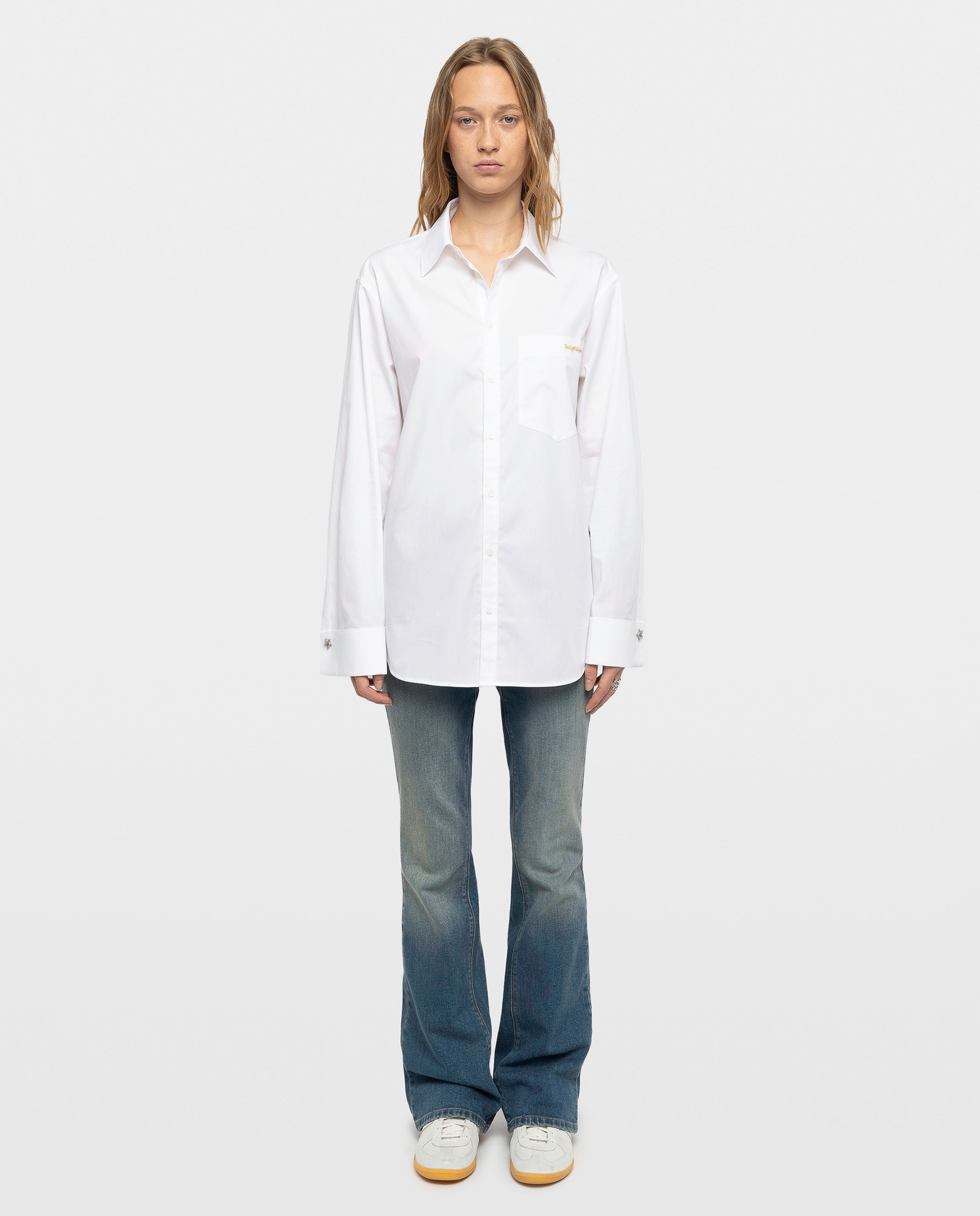 Camisa de mujer oversize de mangas largas de algodón - Zadig & Voltaire - Blanco Blanco-3