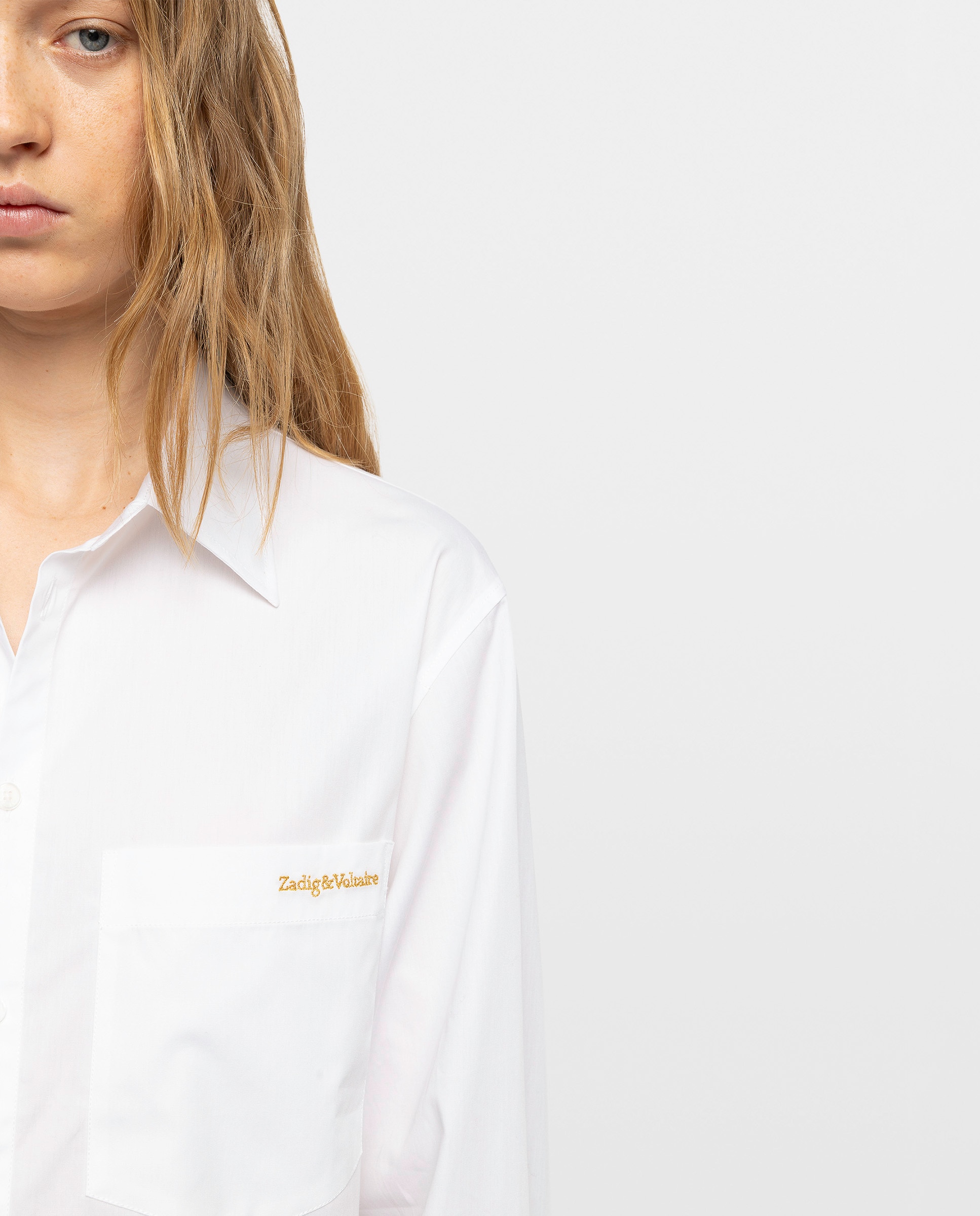 Camisa de mujer oversize de mangas largas de algodón - Zadig & Voltaire - Blanco Blanco-5