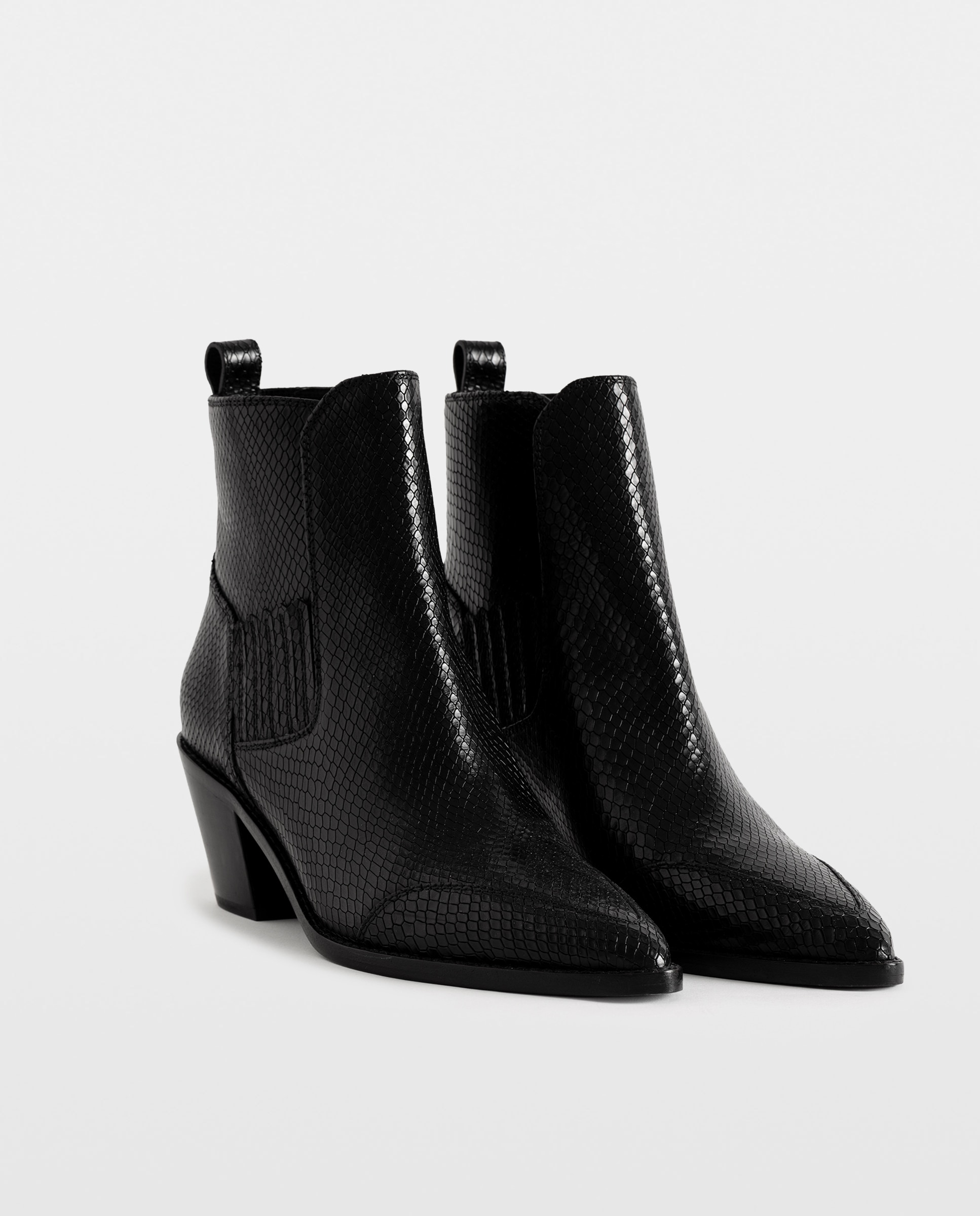 Botines cowboy de mujer de piel efecto serpiente, con tacón y negros - Zadig & Voltaire - Negro Negro-4