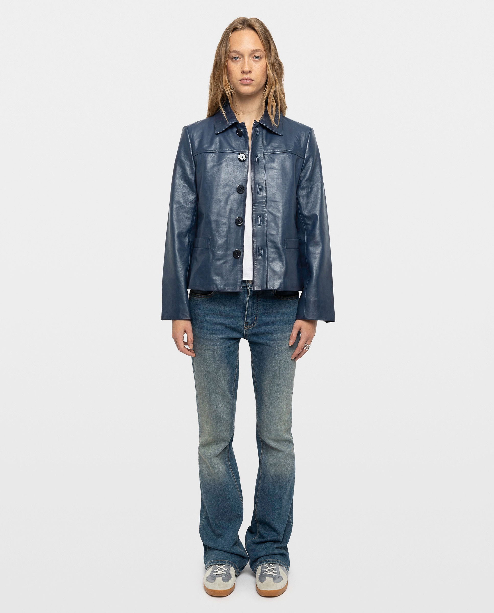 Cazadora de mujer de piel lisa - Zadig & Voltaire - Azul marino Azul marino-3