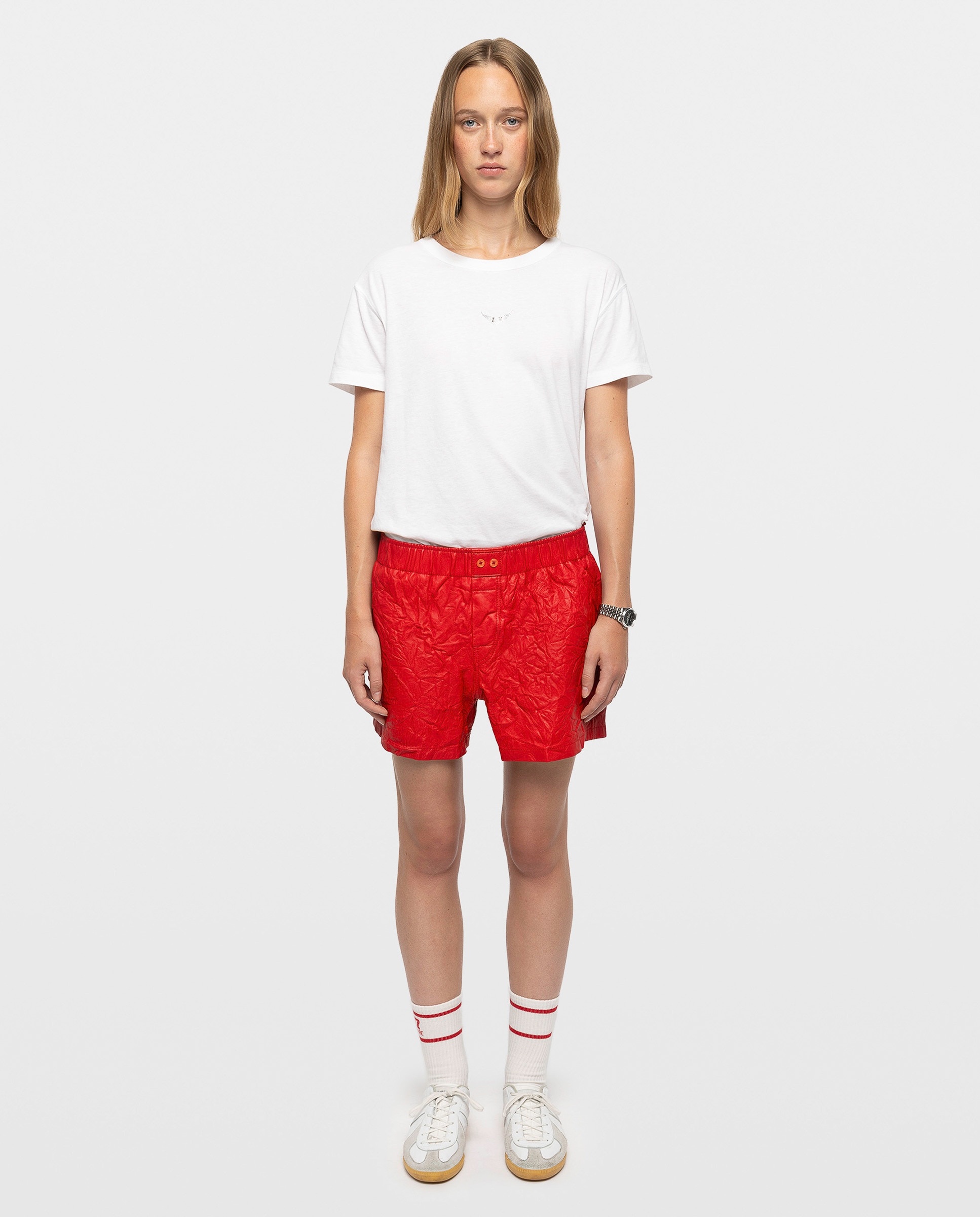 Short de piel efecto arrugado de mujer - Zadig & Voltaire - Rojo Rojo-1