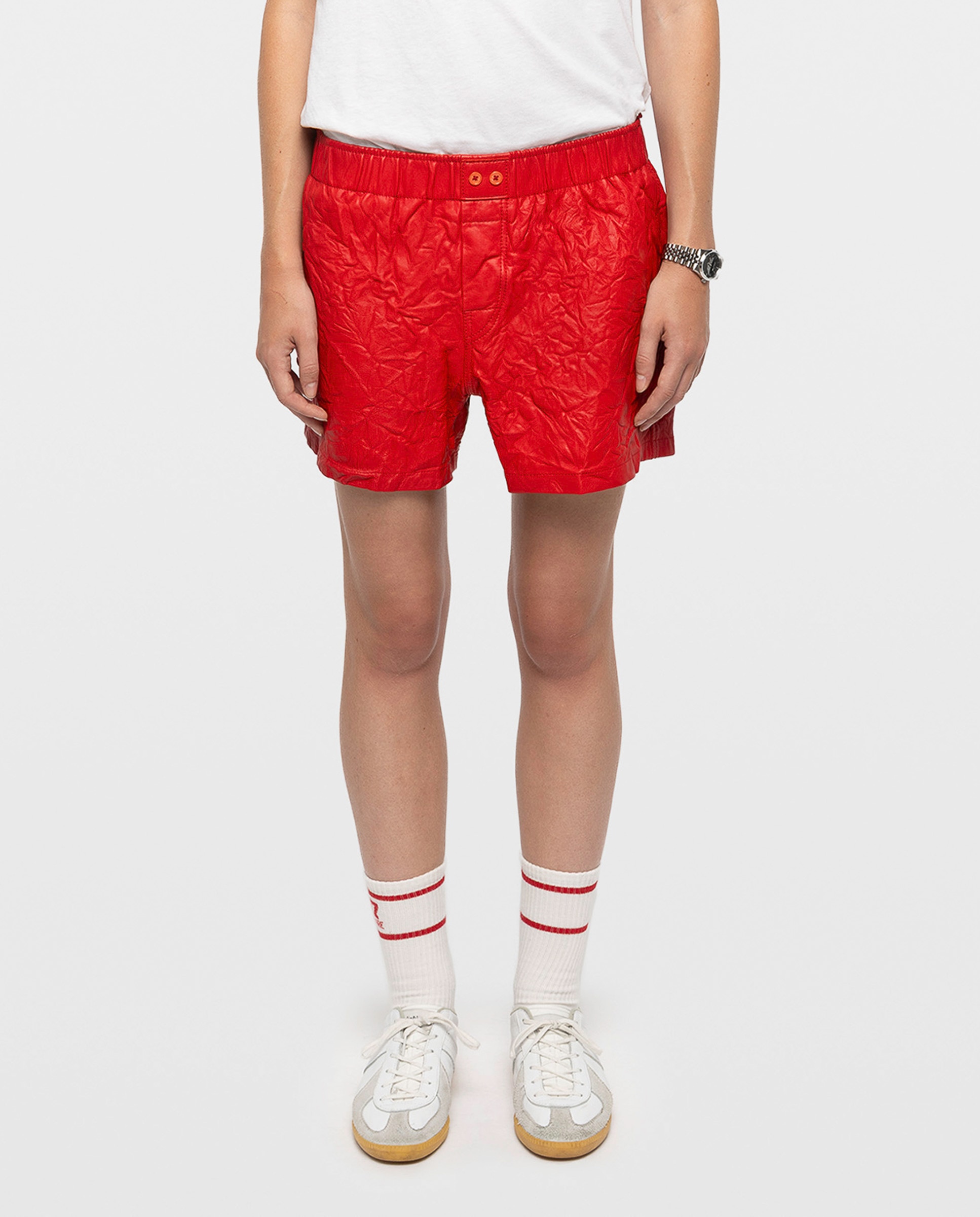 Short de piel efecto arrugado de mujer - Zadig & Voltaire - Rojo Rojo-2