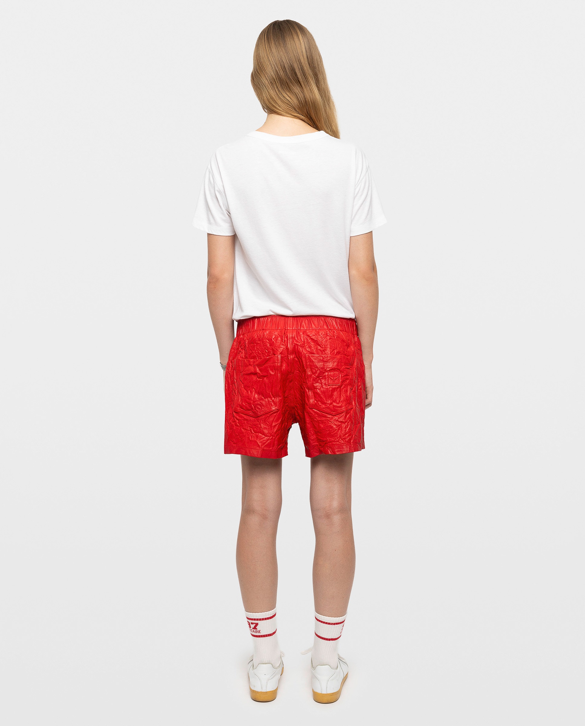 Short de piel efecto arrugado de mujer - Zadig & Voltaire - Rojo Rojo-3