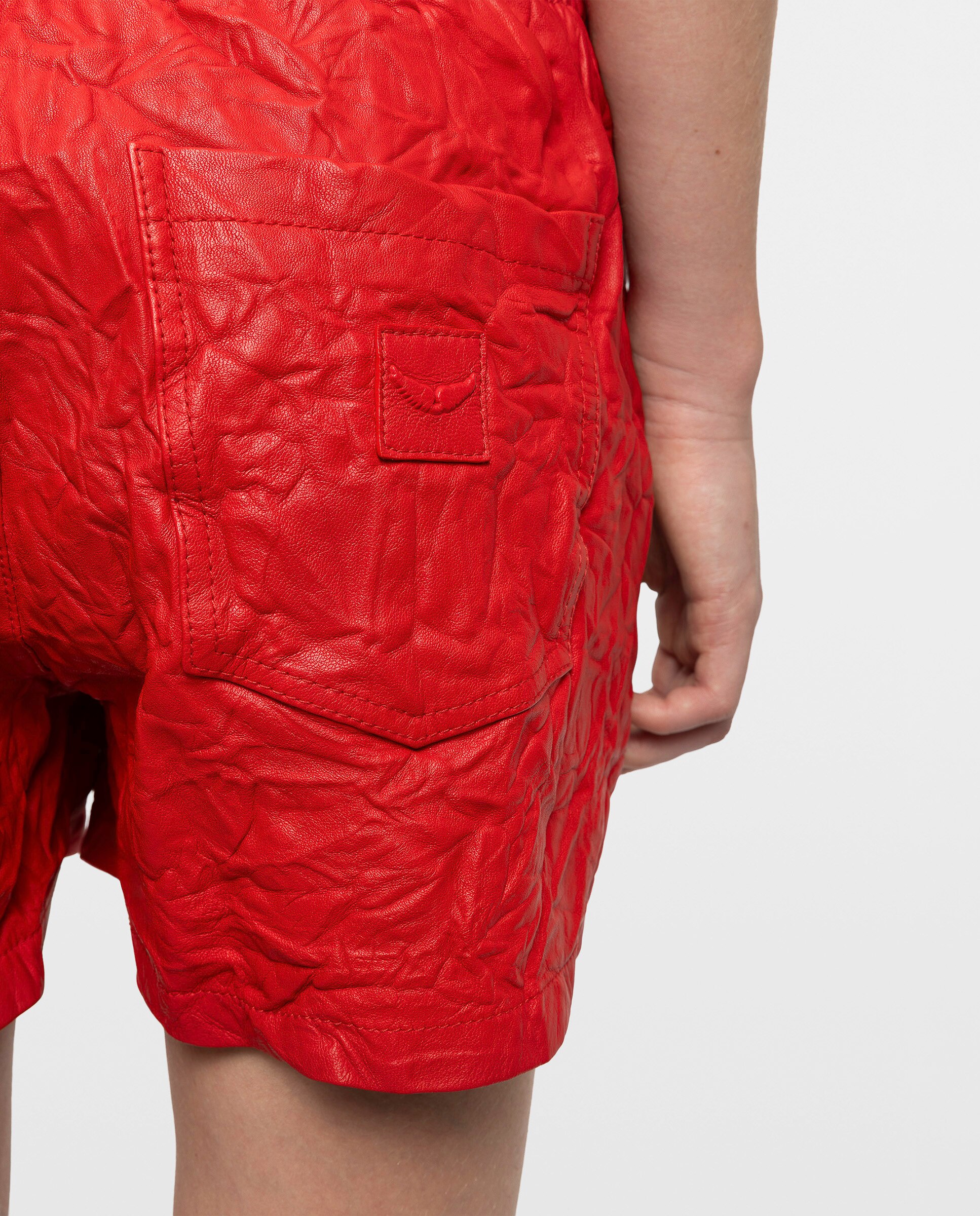 Short de piel efecto arrugado de mujer - Zadig & Voltaire - Rojo Rojo-4