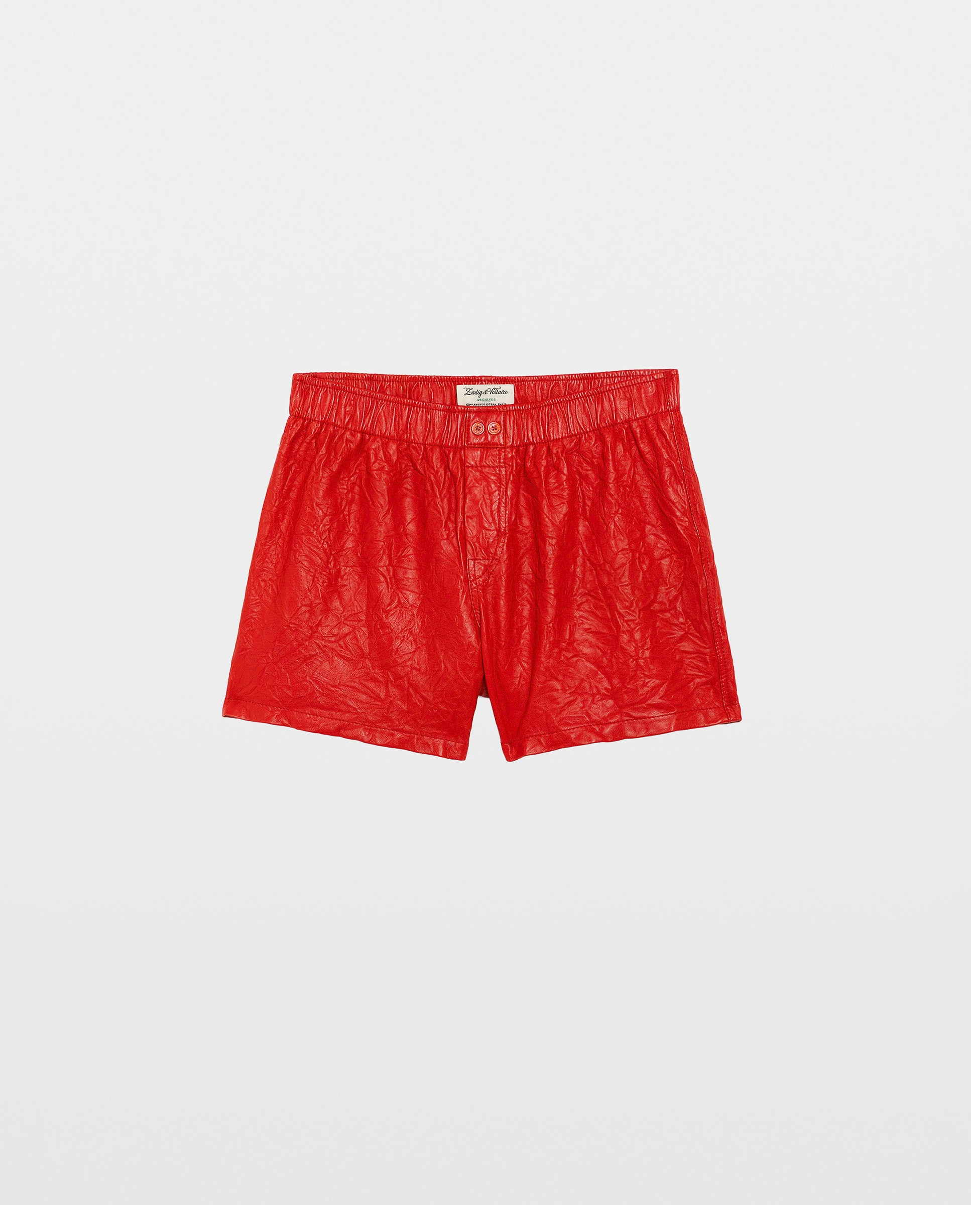 Short de piel efecto arrugado de mujer - Zadig & Voltaire - Rojo Rojo-5
