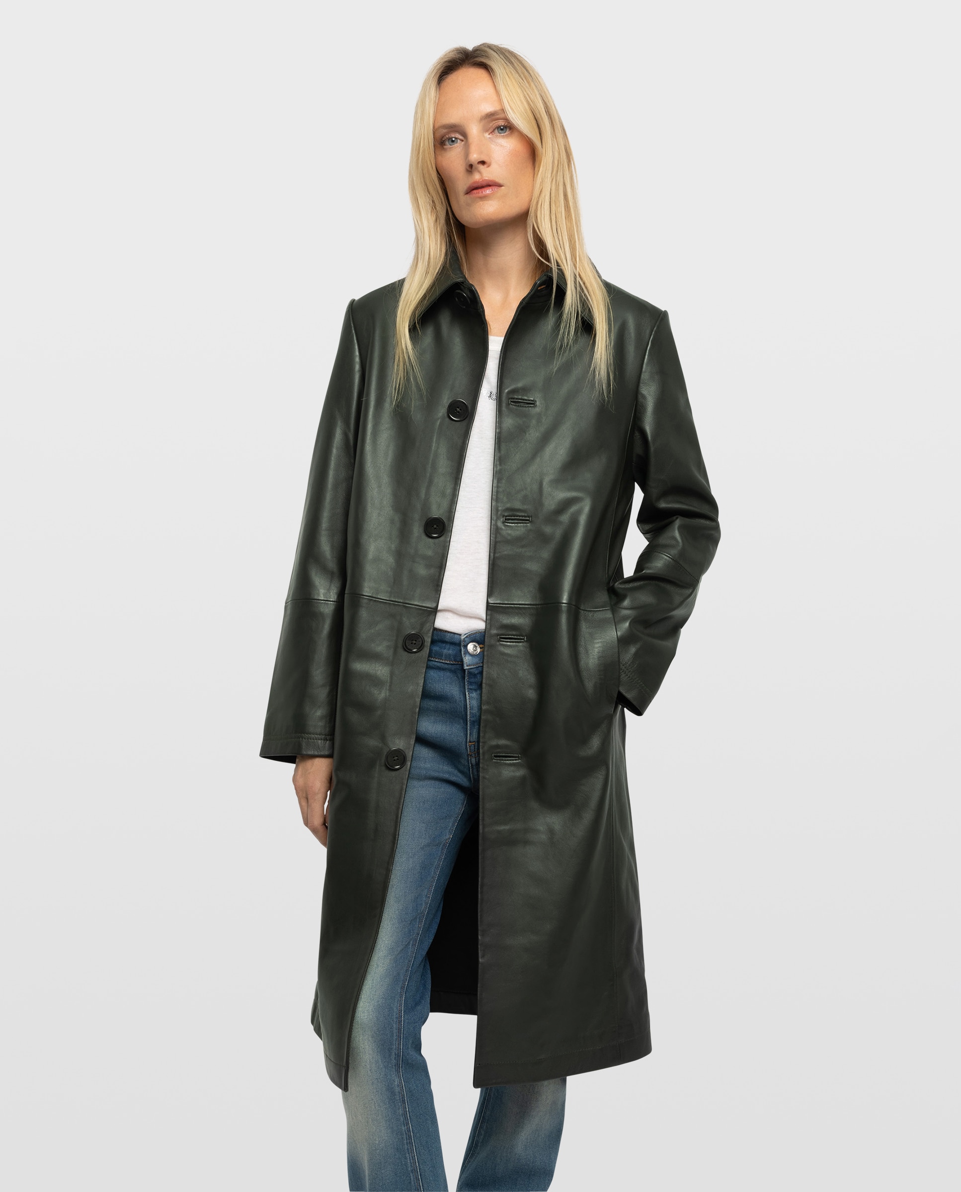 Abrigo de piel de mujer corto liso - Zadig & Voltaire - Verde oscuro Verde oscuro-4