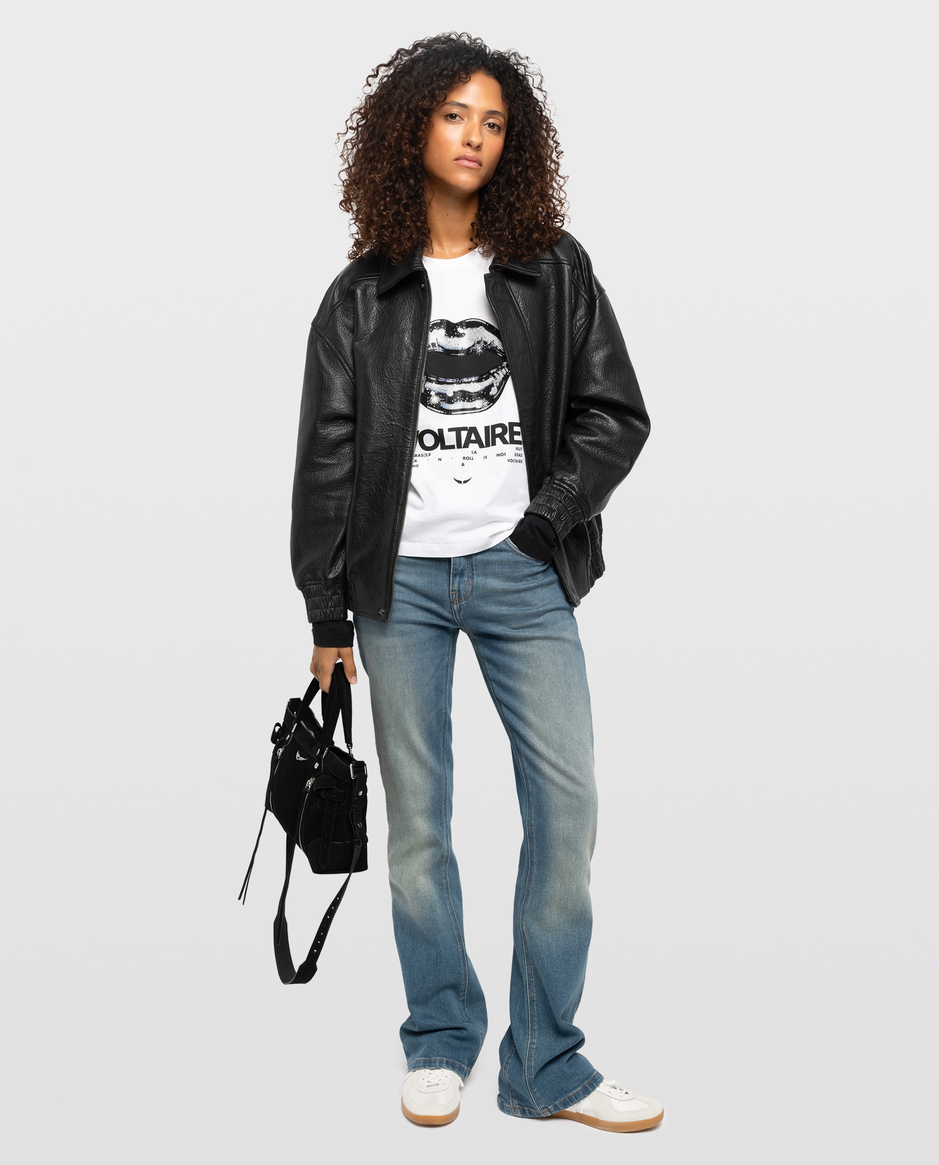 Chaqueta de piel loriand de mujer de mangas cortas - Zadig & Voltaire - Negro Negro-3
