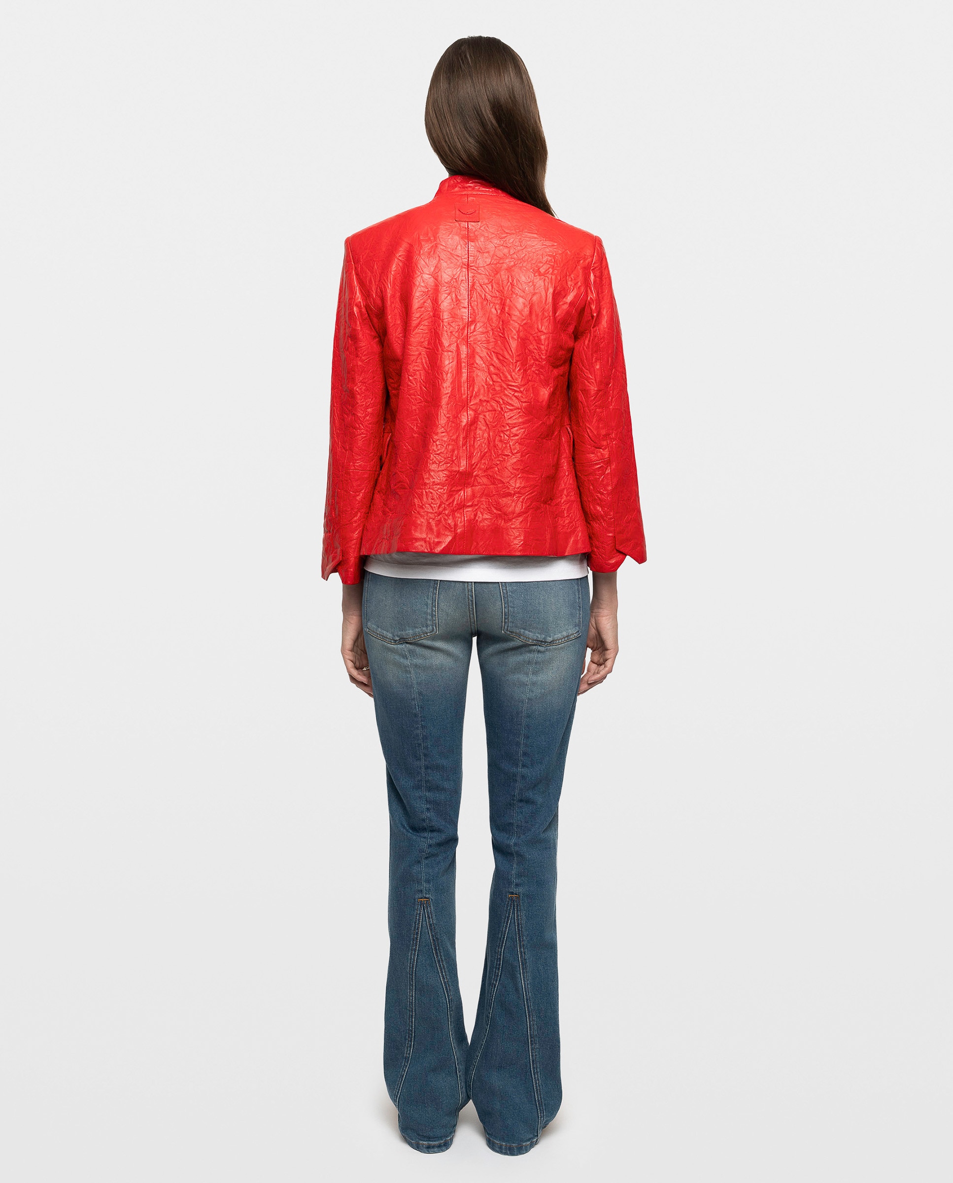 Cazadora de mujer de piel arrugada ajustada - Zadig & Voltaire - Rojo Rojo-2
