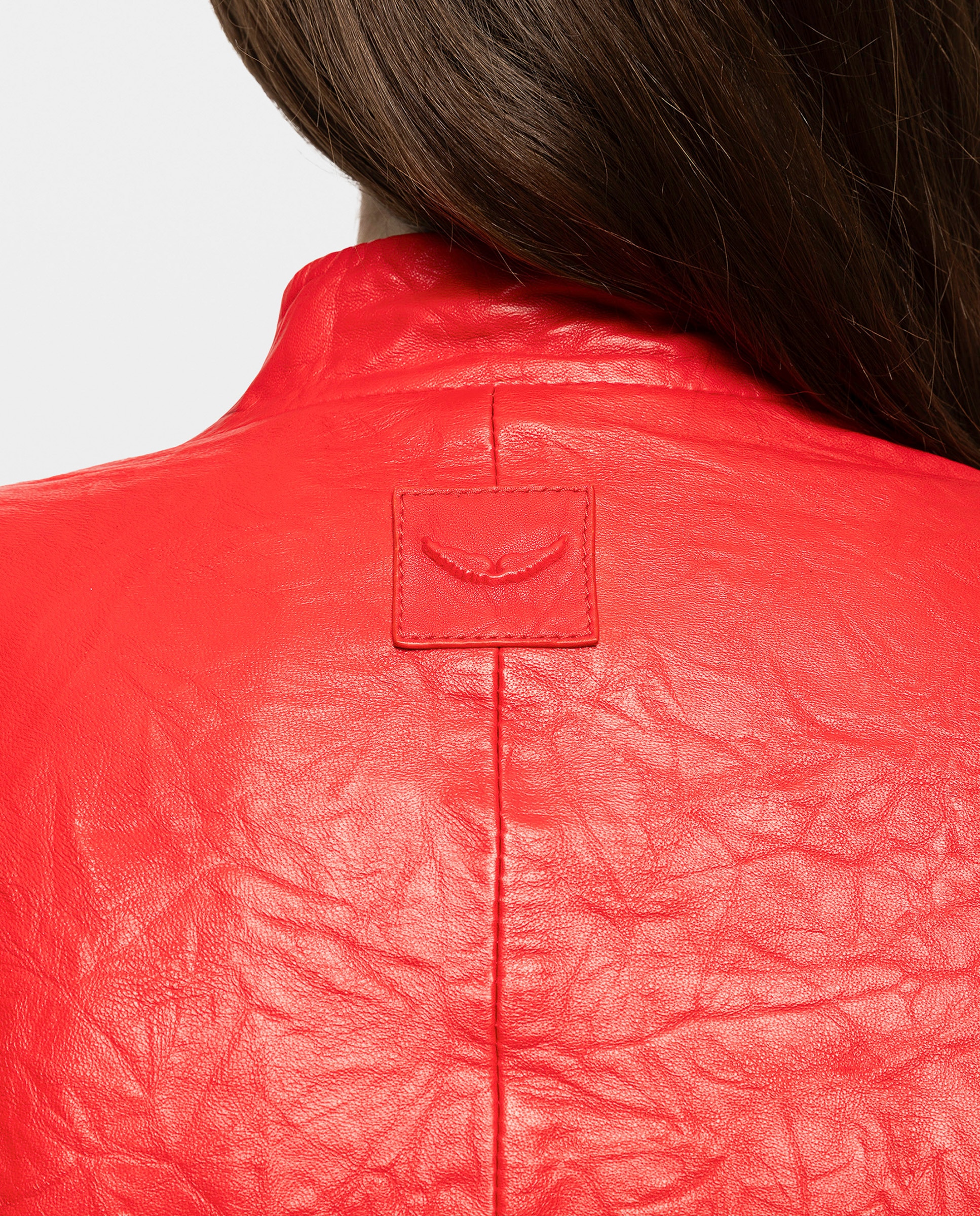 Cazadora de mujer de piel arrugada ajustada - Zadig & Voltaire - Rojo Rojo-4