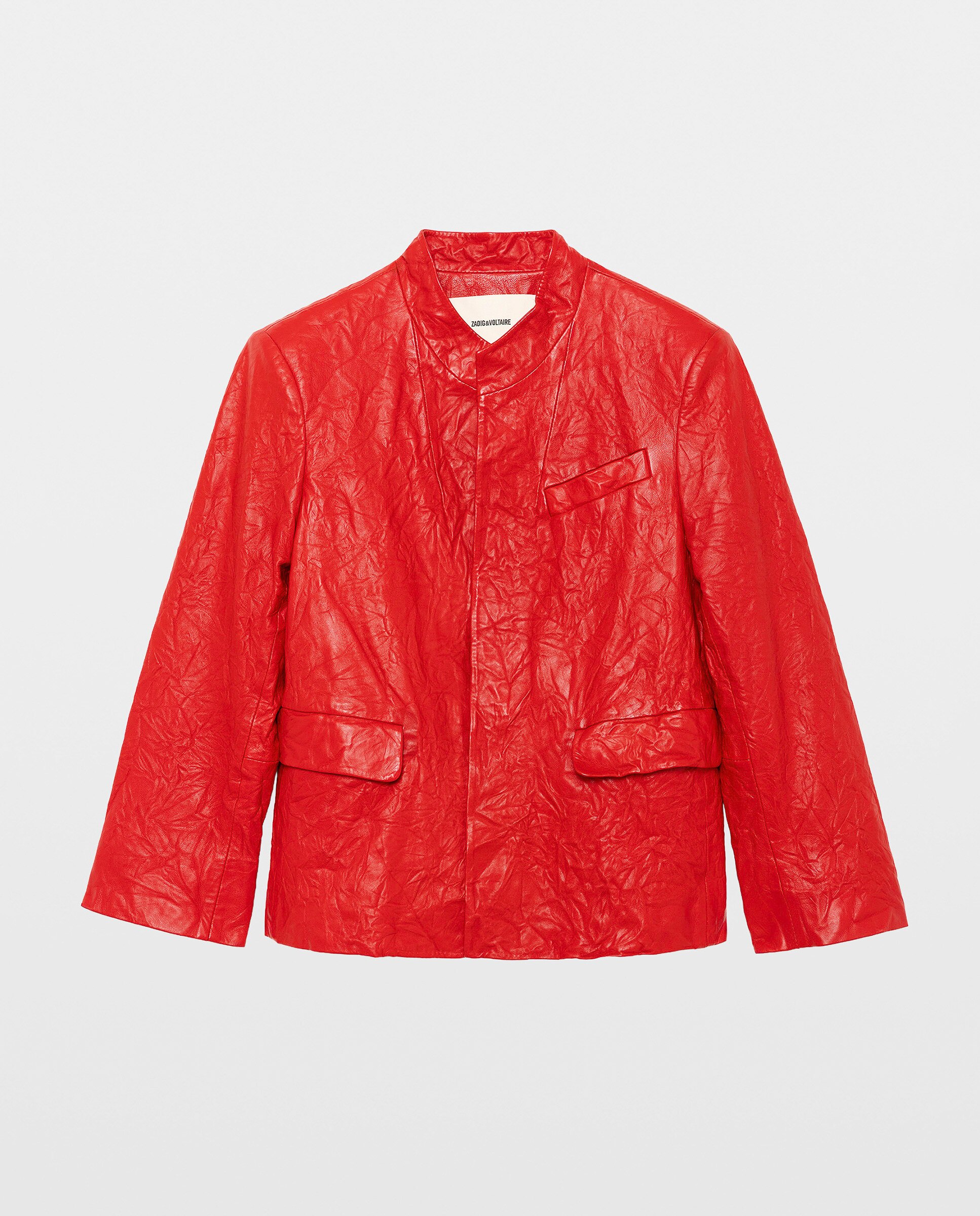 Cazadora de mujer de piel arrugada ajustada - Zadig & Voltaire - Rojo Rojo-5