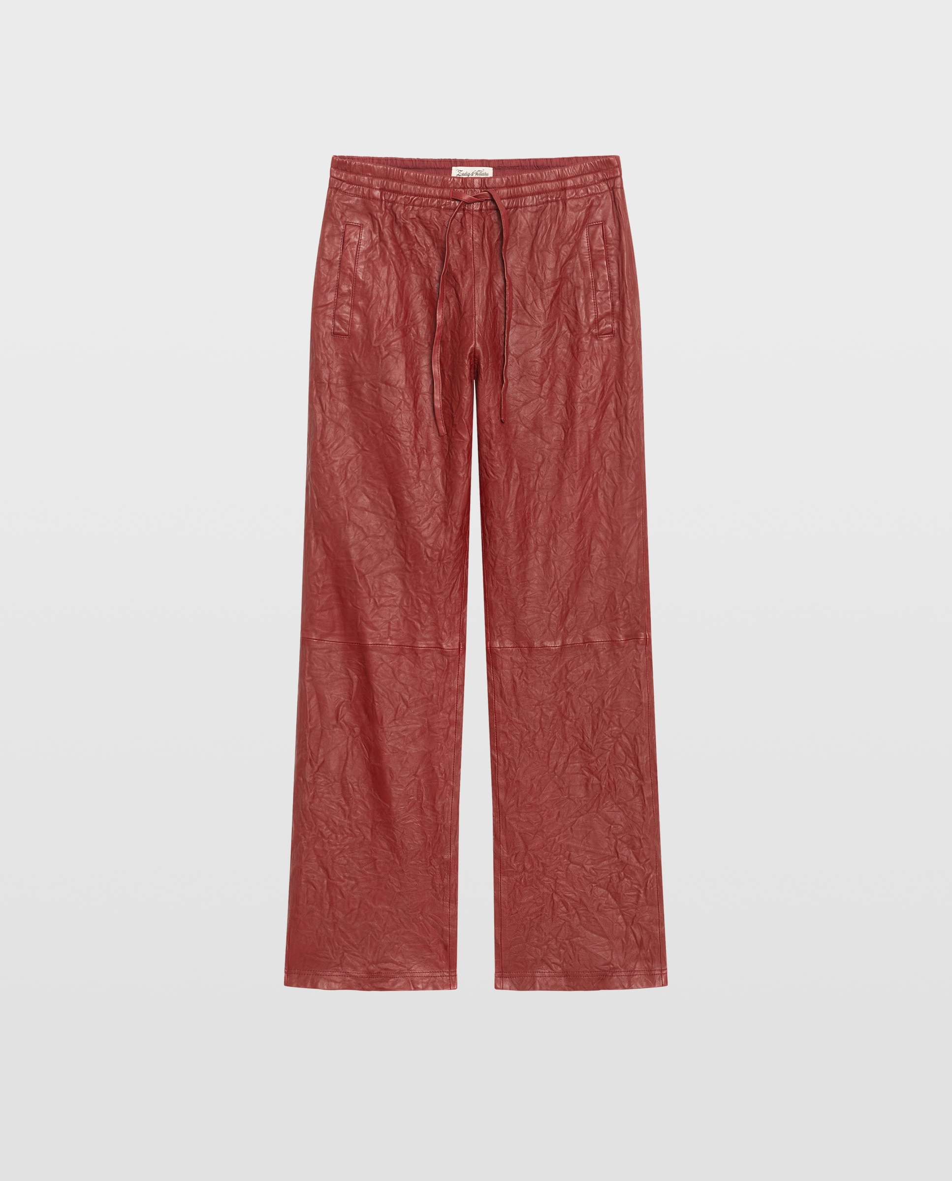 Pantalones de mujer de piel arrugada rectos de cintura elástica - Zadig & Voltaire - Rojo Rojo-4