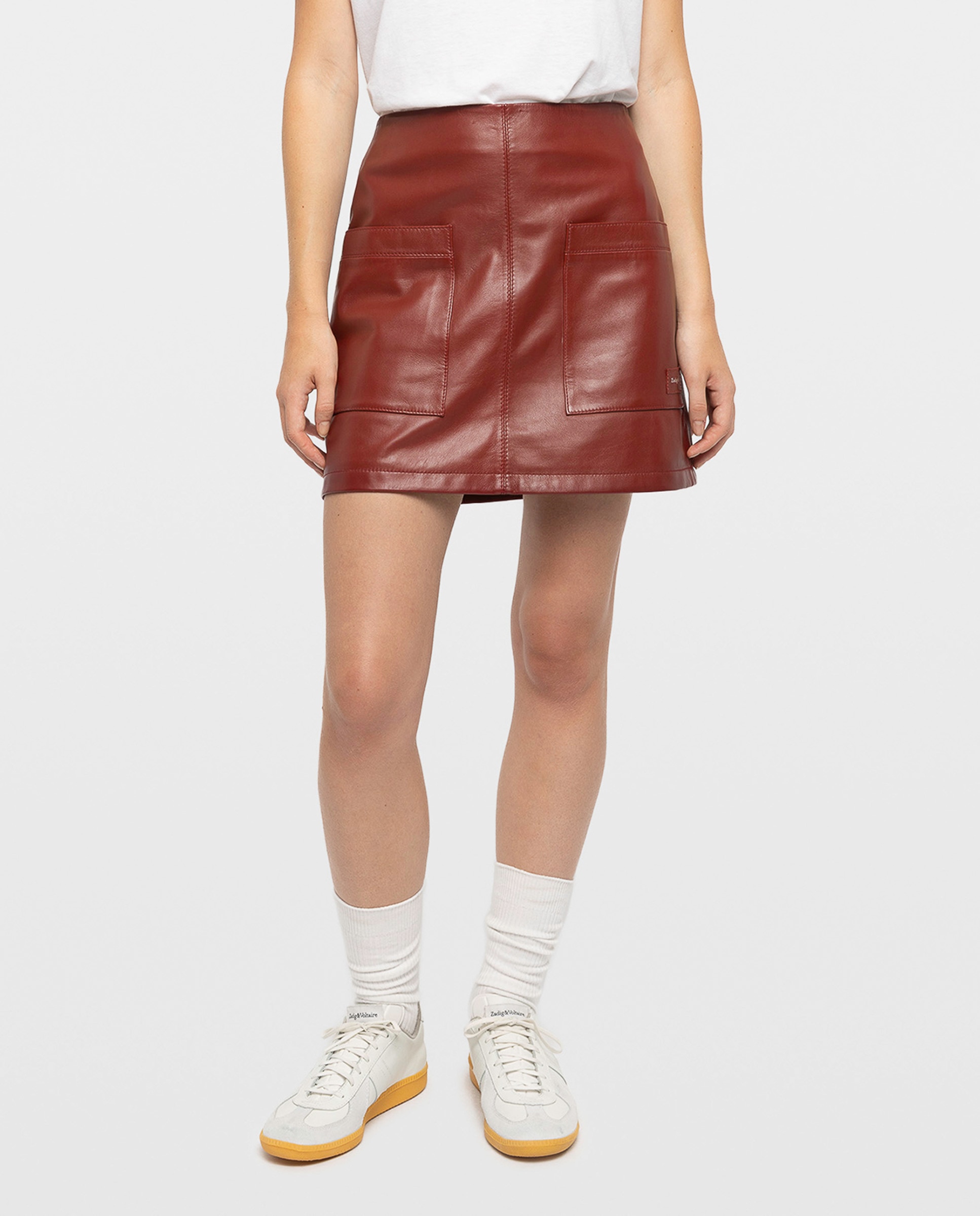 Falda minifalda de piel - Zadig & Voltaire - Rojo Rojo-2